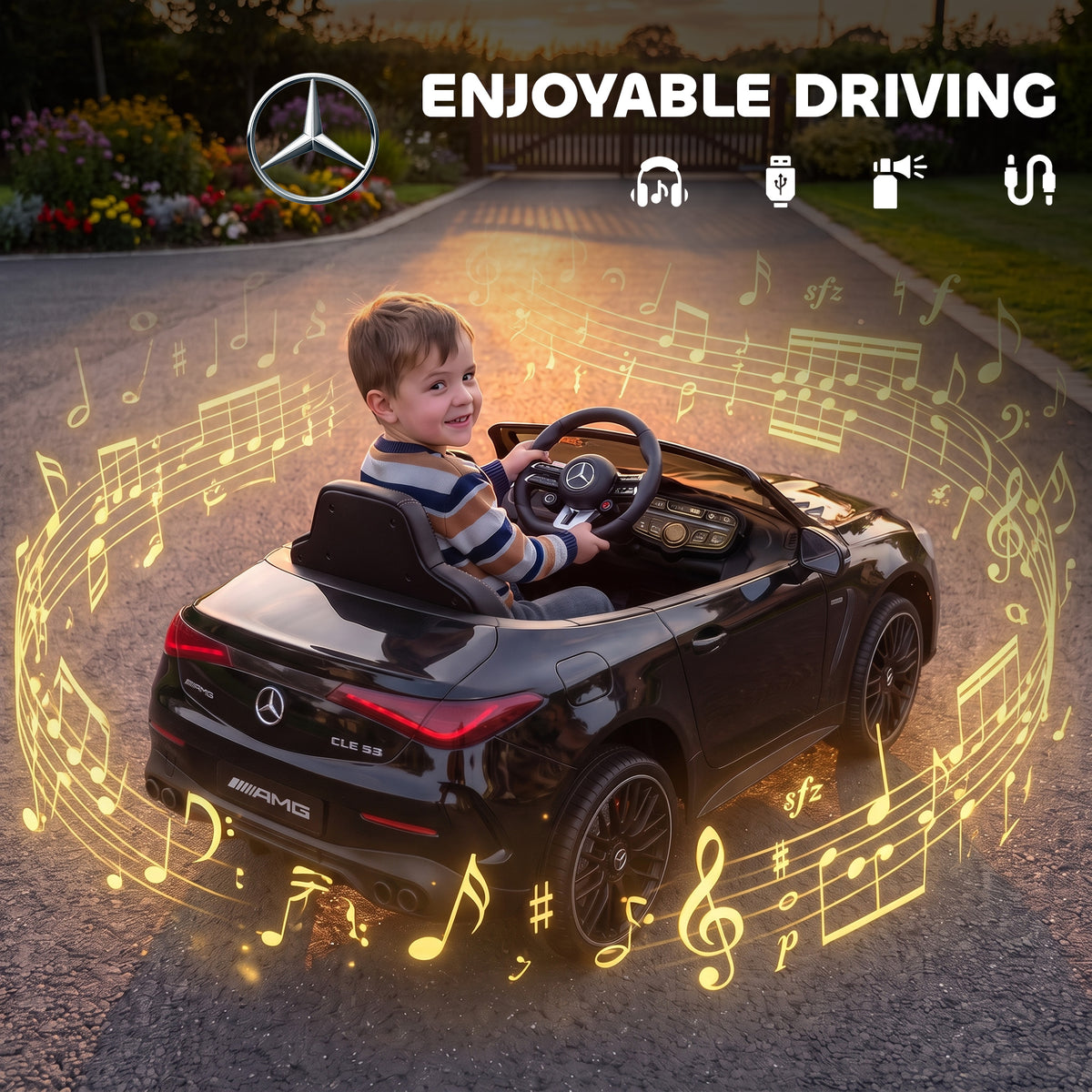 Qaba 12V Electric Car for Kids Licensed Mercedes AMG CLE 53 with Remote, Suspension, Lights, Music for 37-72 Months, Black