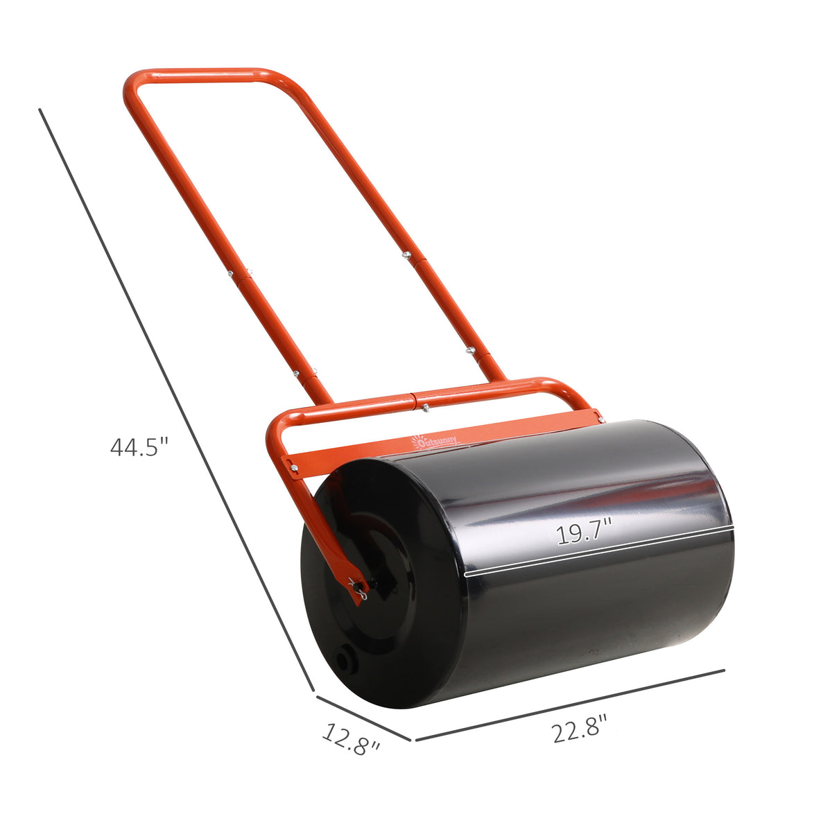 20-Inch Push/Tow Behind Lawn Roller Filled with 10 Gal Water or Sand for Flattening Sod in the Garden, Red