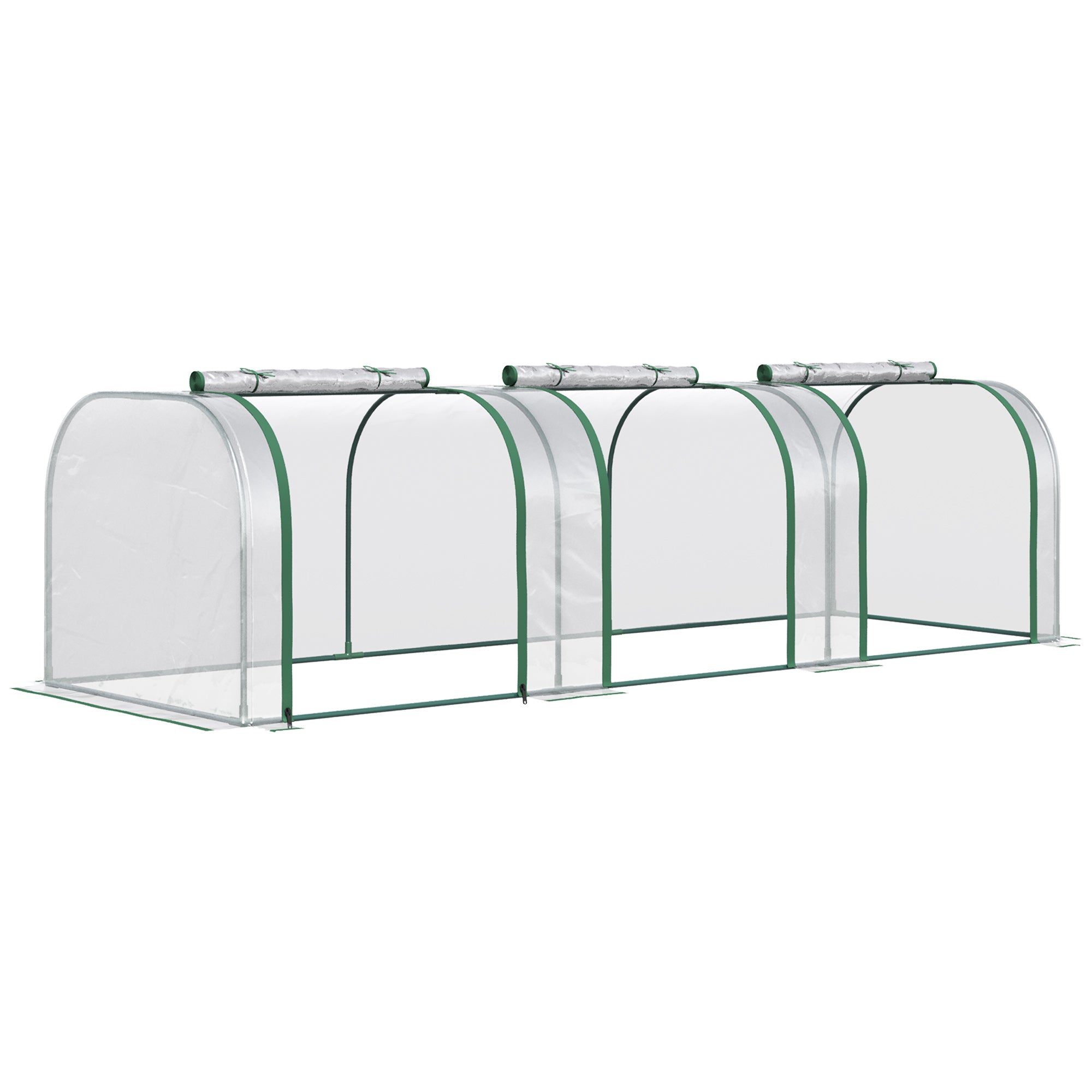 9.7' L x 3' W x 2.5' H Portable Tunneled Greenhouse with 3 Zippered Doors, Water/UV Fighting PVC Cover - Clear