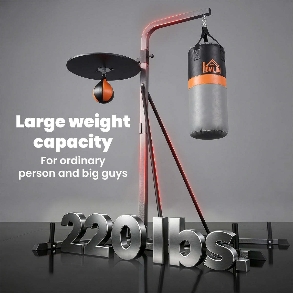2-in-1 Punching Bag with Stand for Adults, 65.7"-73.6" Height Adjustable Freestanding Heavy Bag Stand with Speedball