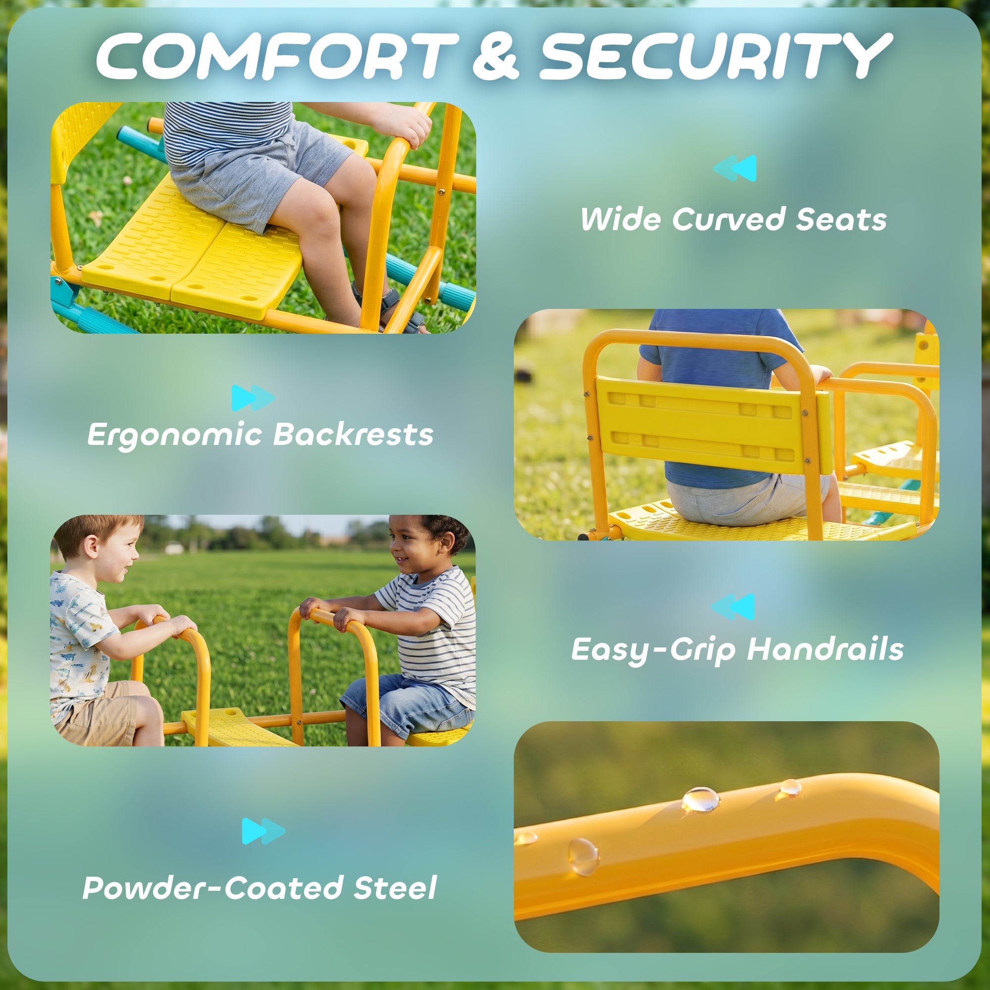 Teeter Totter Seesaw for Kids, 2 in 1 Metal Rocking Seesaw for Toddlers Age 3-8, Playground Equipment for Backyard