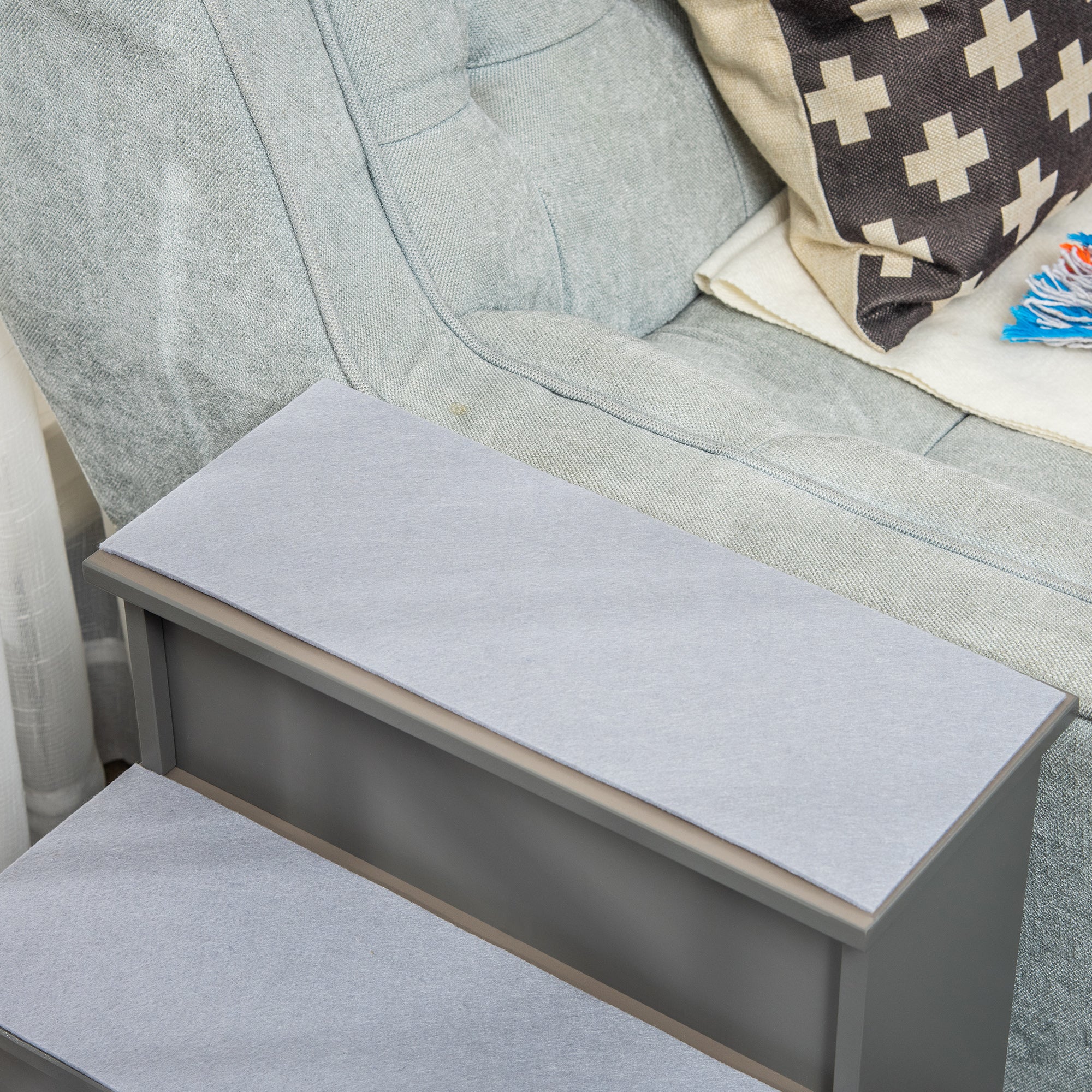 Pet Stairs, Small Dog Steps for Couch Bed with Cushioned Removable Covering, 15.75" x 23.25" x 21.25", Grey - Grey - Image 7