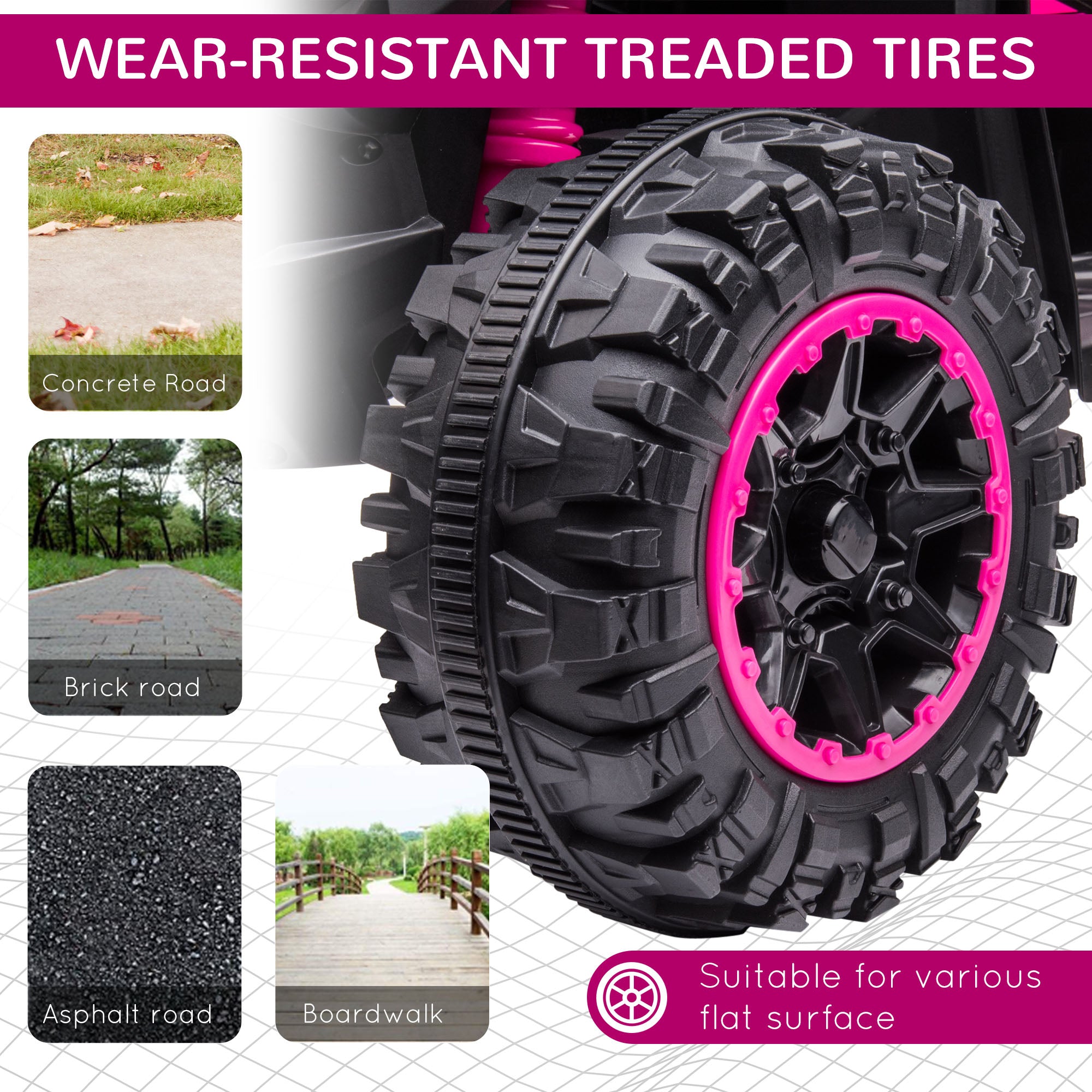 12V Kids ATV Quad Car with Forward & Backward Function, Wear-Resistant Wheels, Music, for Toddlers 3-5 Years Old, Pink