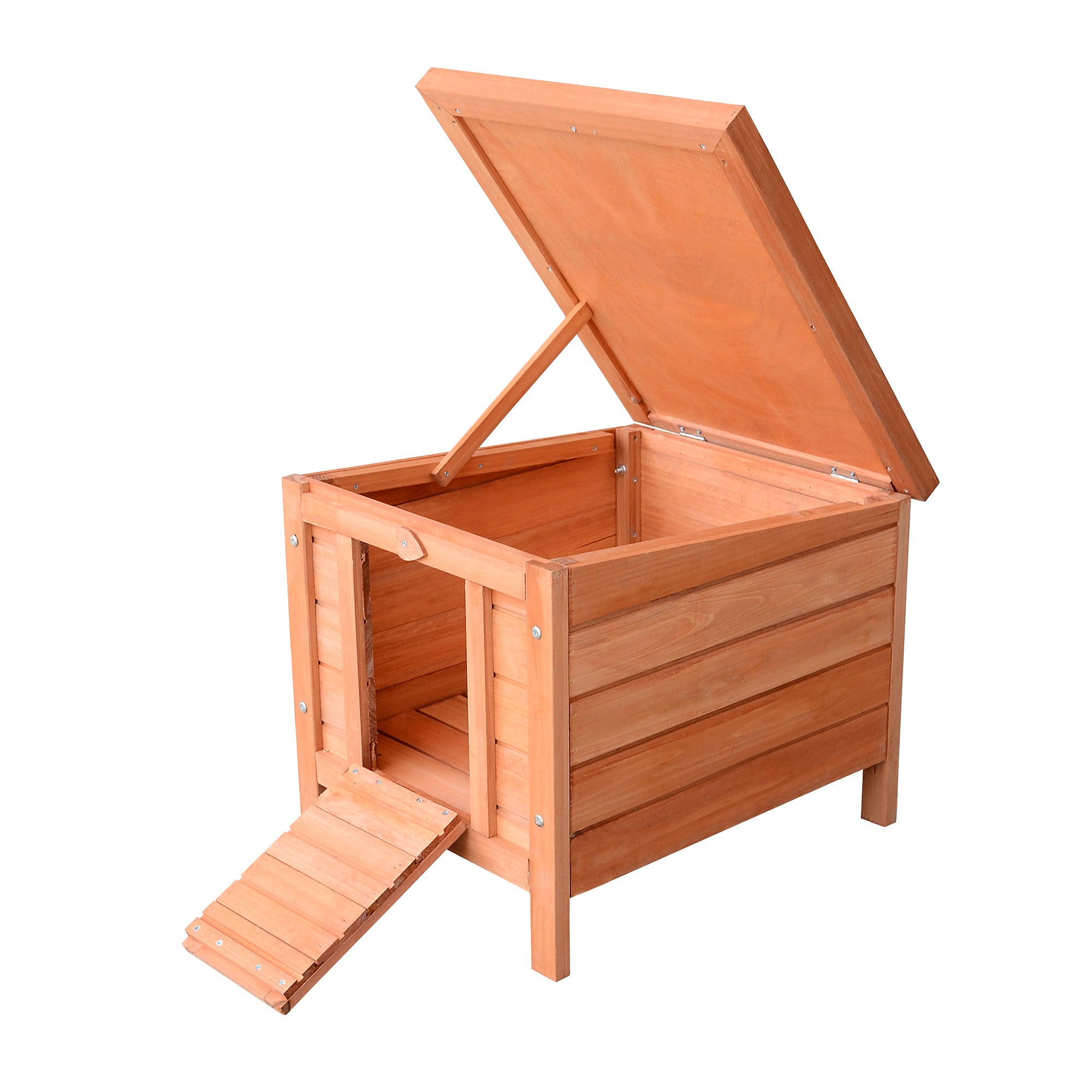 Small Wooden Rabbit Hutch Bunny Cage Guinea Pig Cage Duck House Dog House with Openable & Waterproof Roof, for Rabbits, Chickens, Ducks, Natural - Natural - Image 8