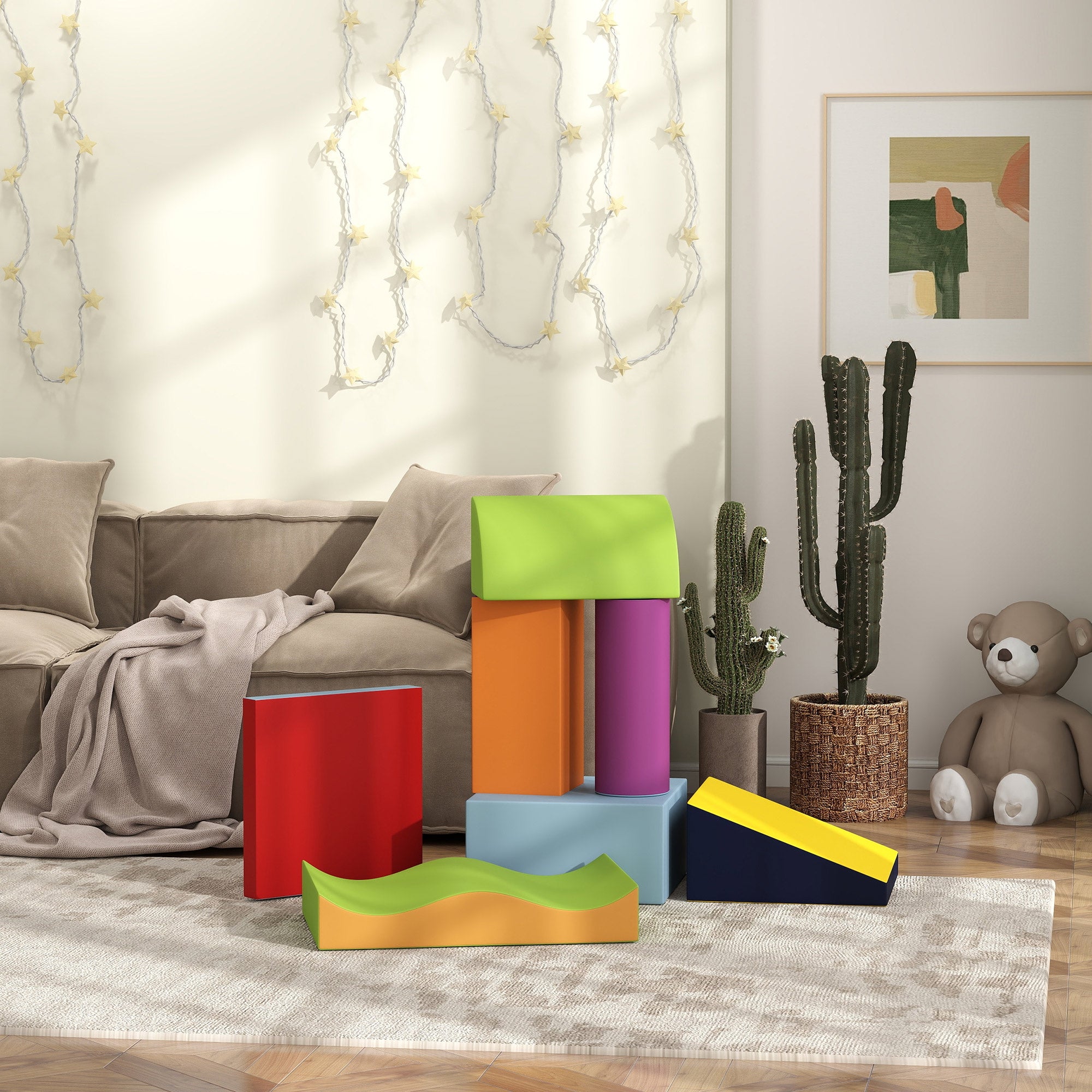 7 Piece Climb and Crawl Activity Play Set Soft for Toddler, Contemporary