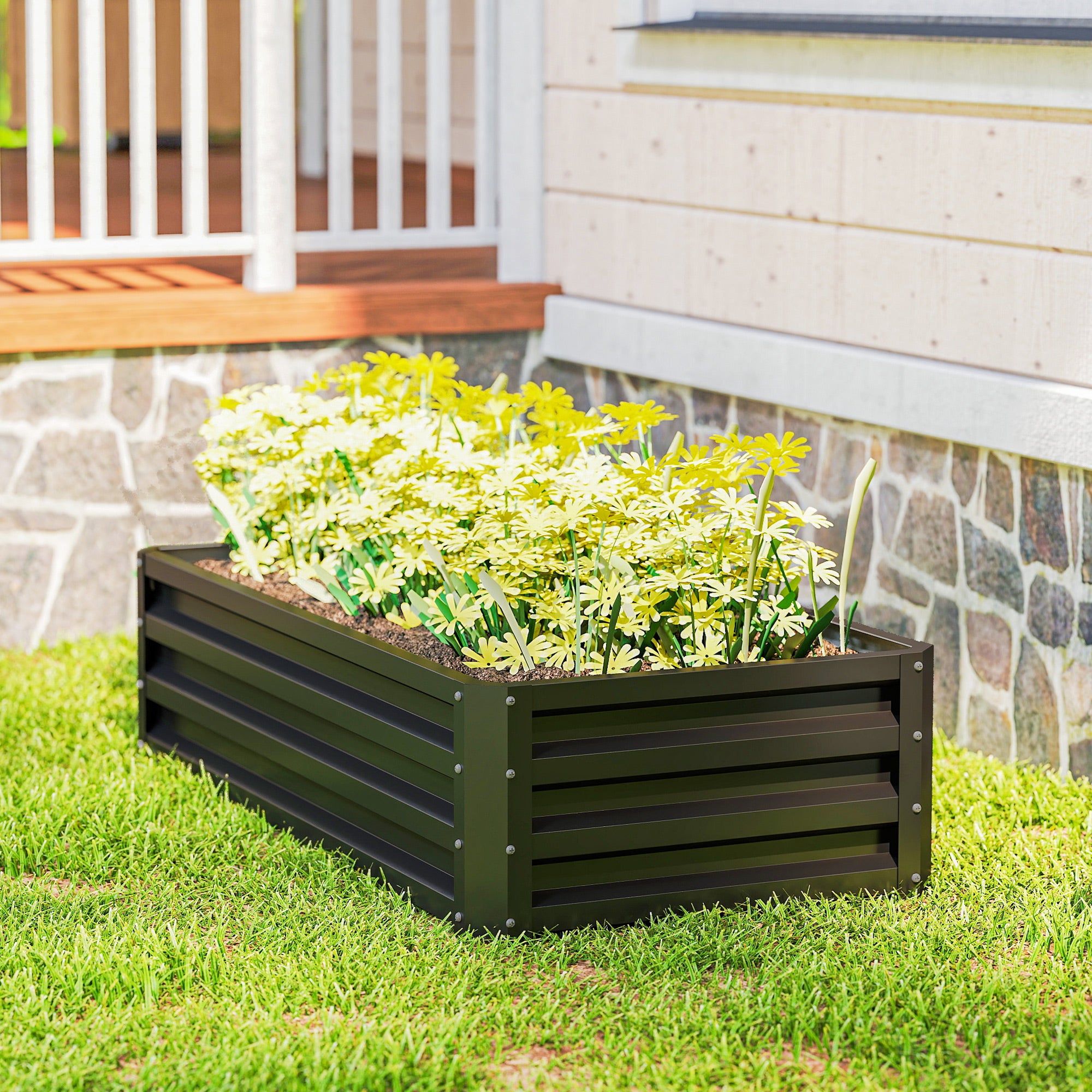 Galvanized Raised Garden Bed, 4' x 2' x 1' Metal Planter Box, for Growing Vegetables, Flowers, Herbs, Succulents, Gray - Gray - Image 8