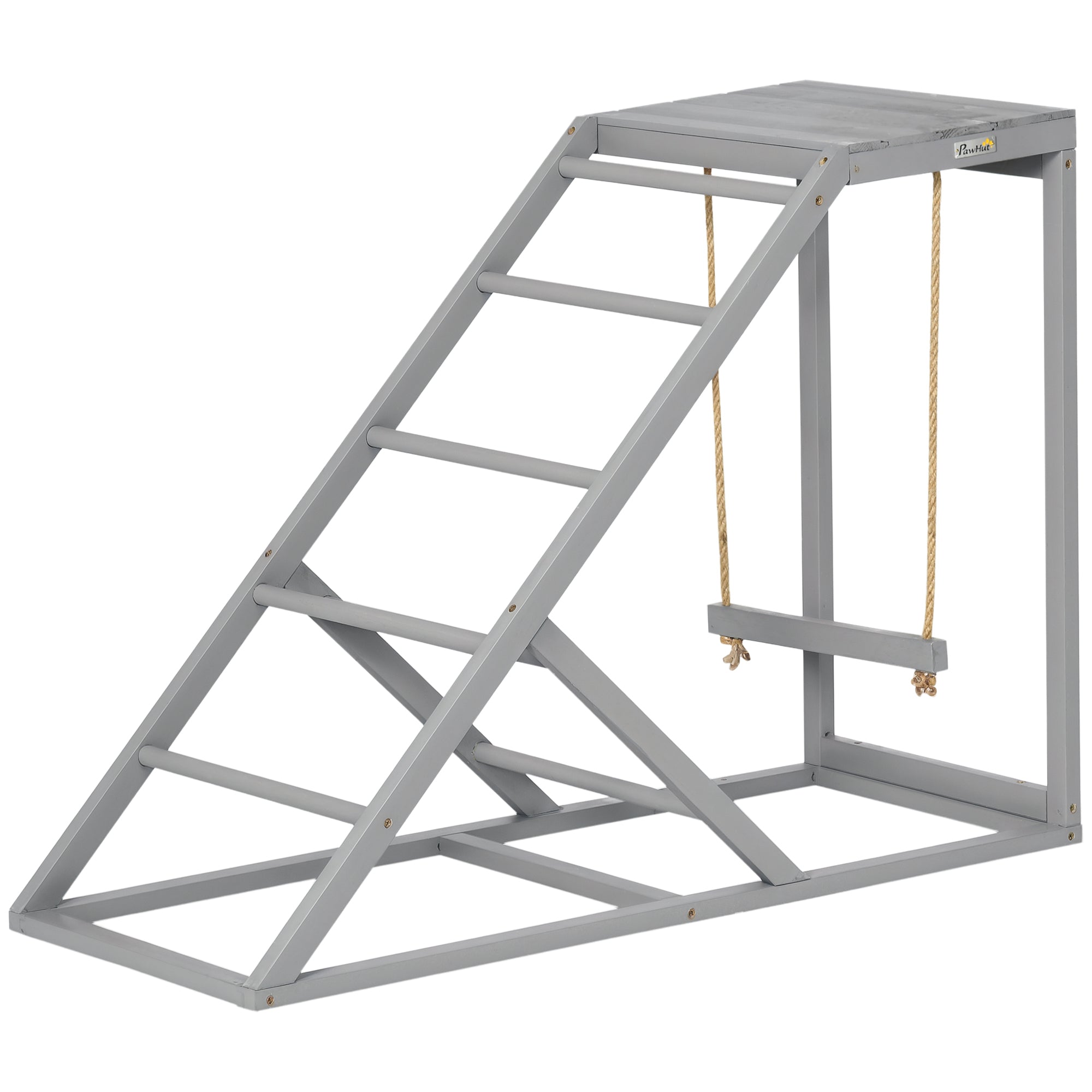 Chicken Activity Play for Healthy & Happy Animals, Swing Set with Chicken Perches & Hen Ladder, Chicken Coop Toy, Gray - Gray