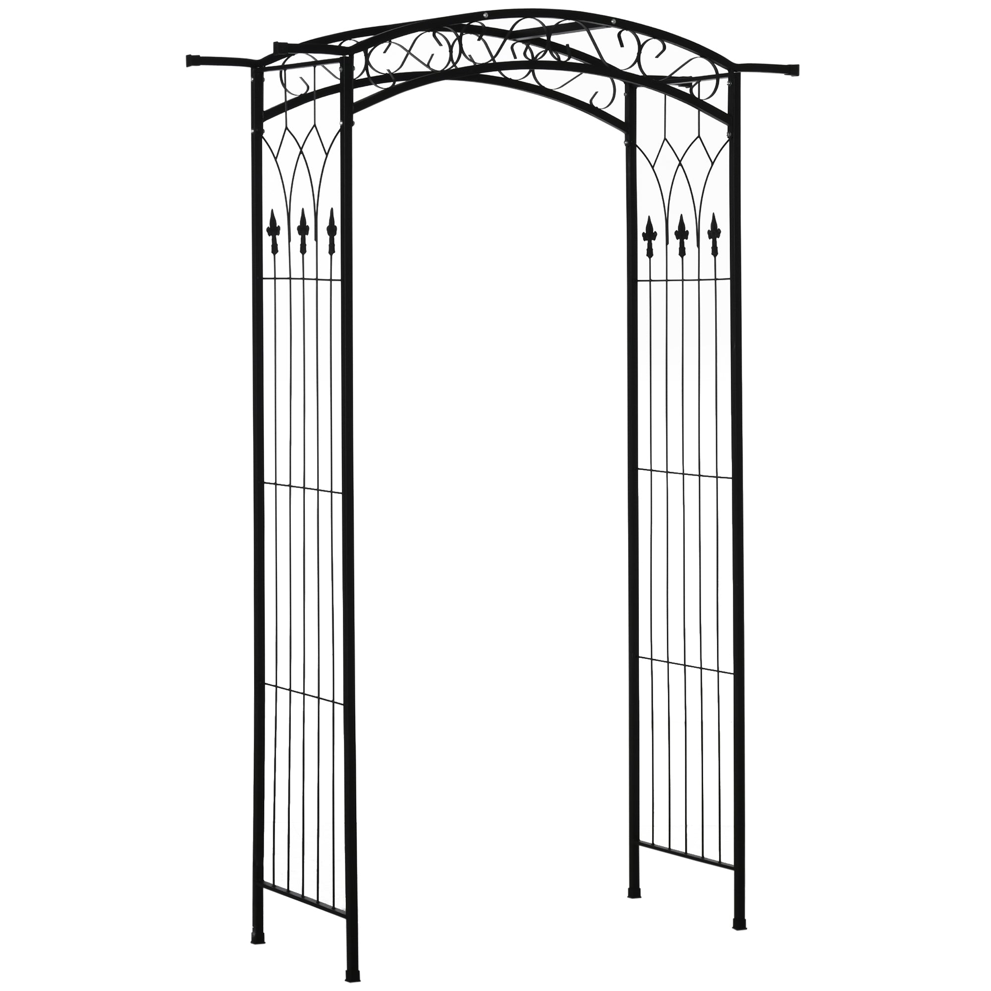 7Ft Garden Arch Arbor, Metal Arch Trellis for Climbing Vines, Garden Archway for Wedding, Bridal Party, Ceremony - Matte Black