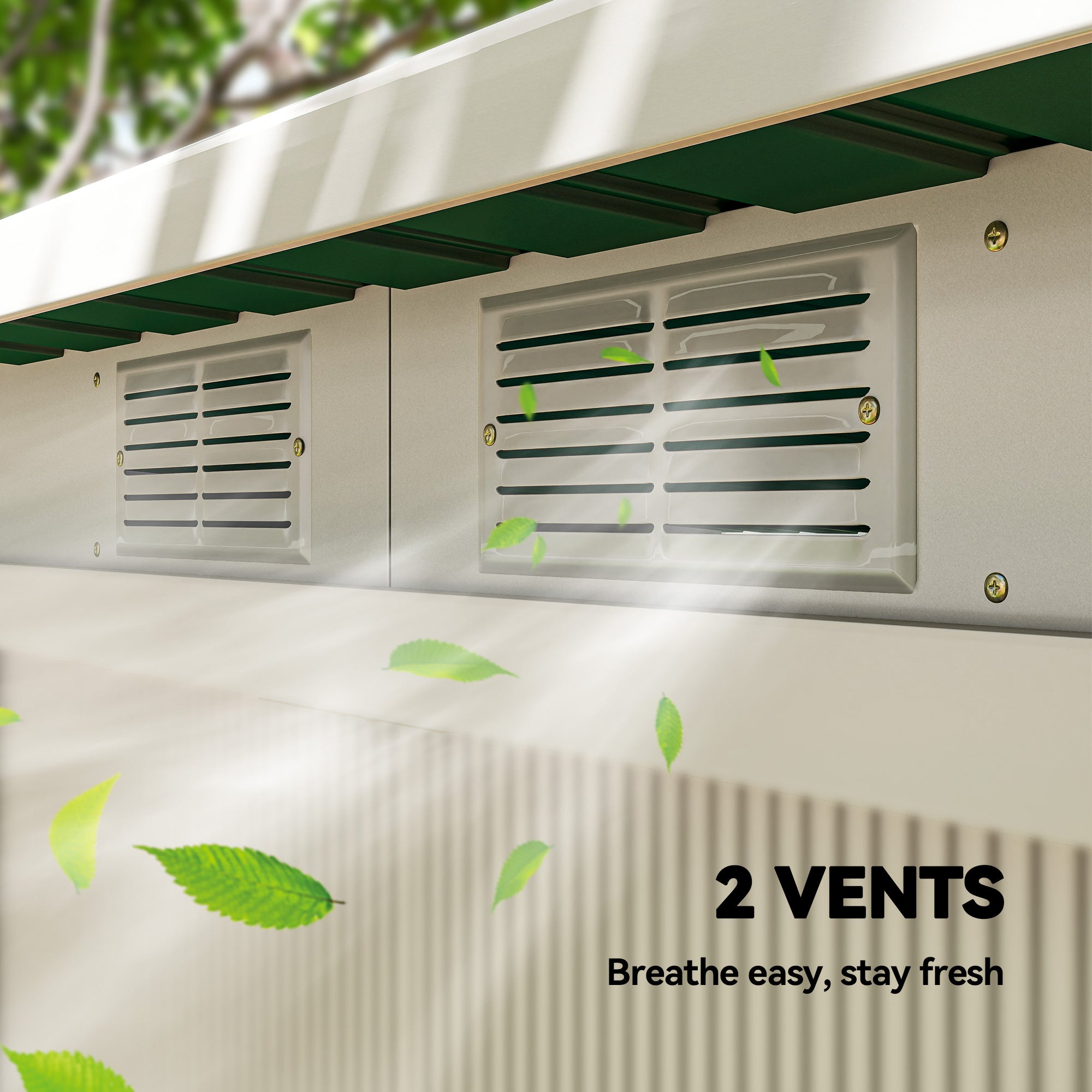 9' x 4' Metal Outdoor Storage Shed, Tool House with Double Lockable Doors for Backyard, Patio, Lawn, Garage, Dark Green - Green - Image 8
