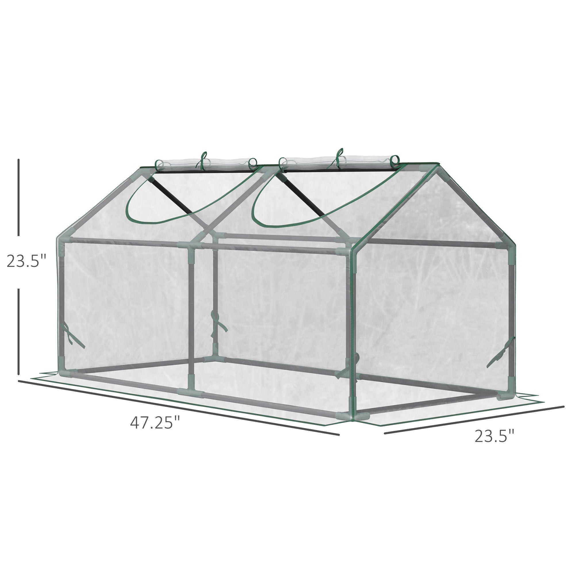 4' x 2' x 2' Portable Mini Greenhouse, Small Green House with PVC Cover, Roll-up Zippered Windows for Indoor, Outdoor Garden, Clear - Clear - Image 3
