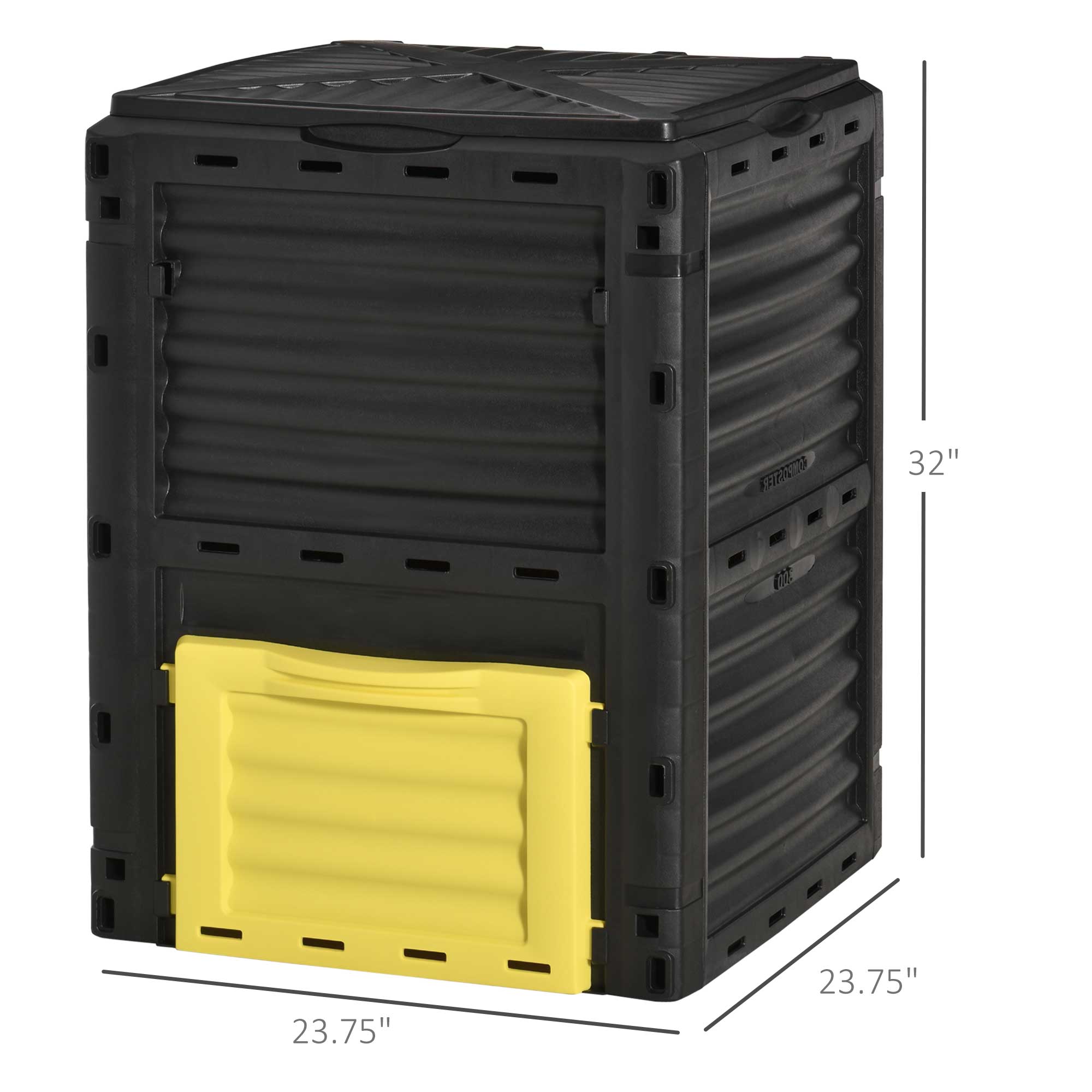Garden Compost Bin 80 Gallon Outdoor Large Capacity Composter Fast Create Fertile Soil Aerating Box, Easy Assembly, Yellow - Yellow - Image 3
