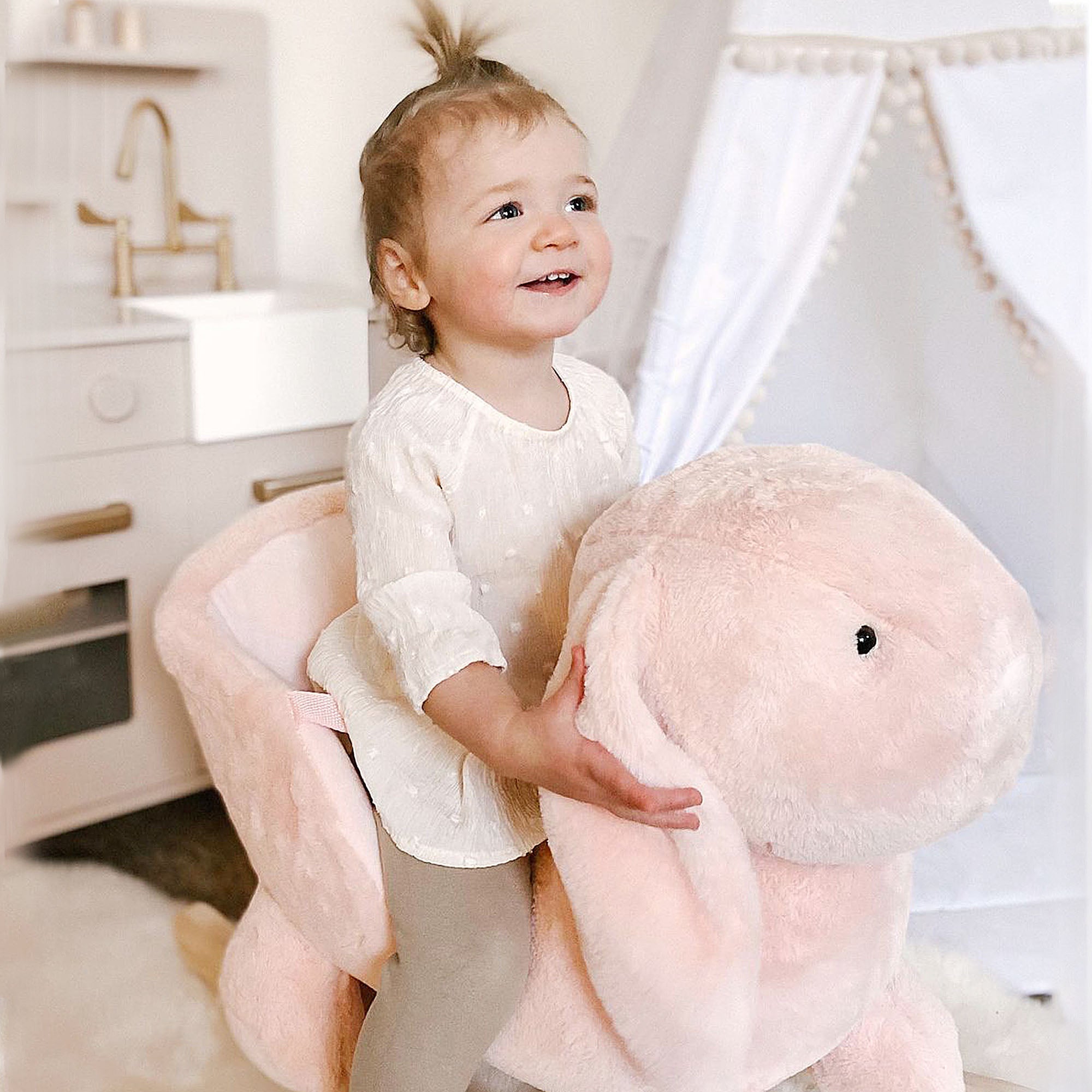 Rabbit Wooden Rocking Horse with Sound, Pink