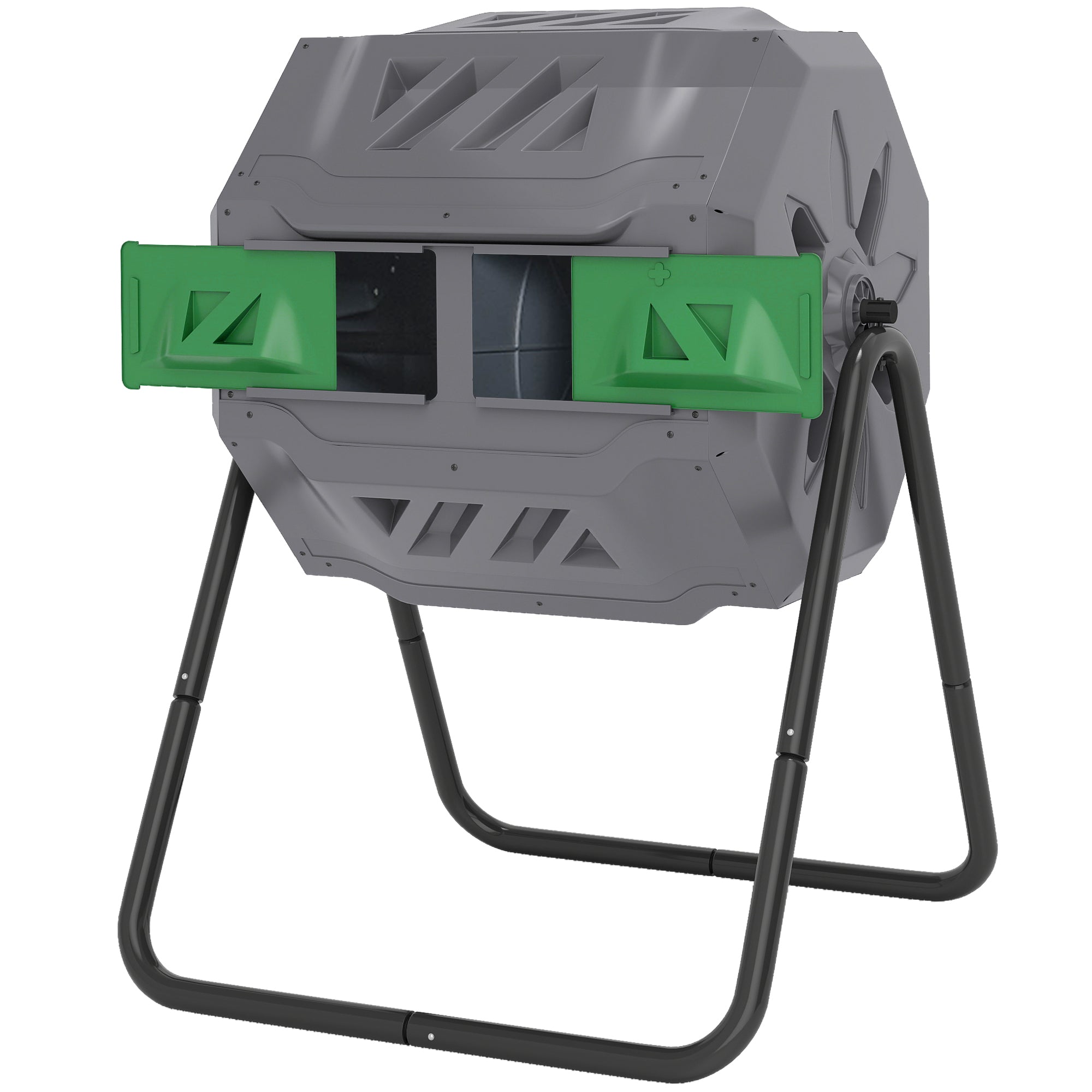 Tumbling Compost Bin Outdoor 360° Dual Chamber Rotating Composter 43 Gallon, Light Gray - Light Gray