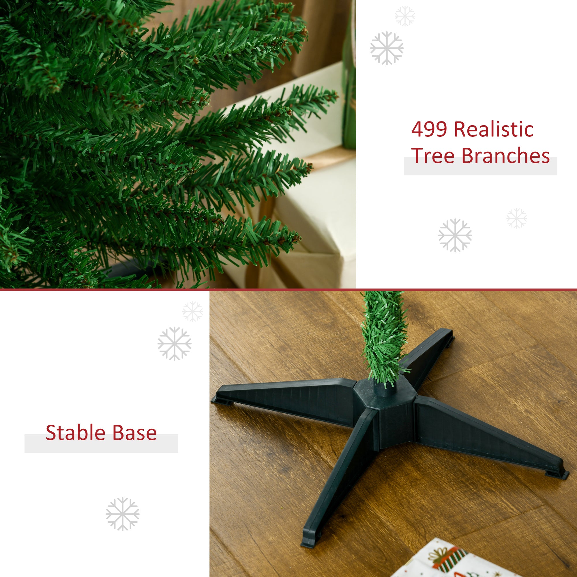 7ft Unlit Pencil Artificial Christmas Tree with Realistic Branches and 499 Tips, Plastic Base, Light Green