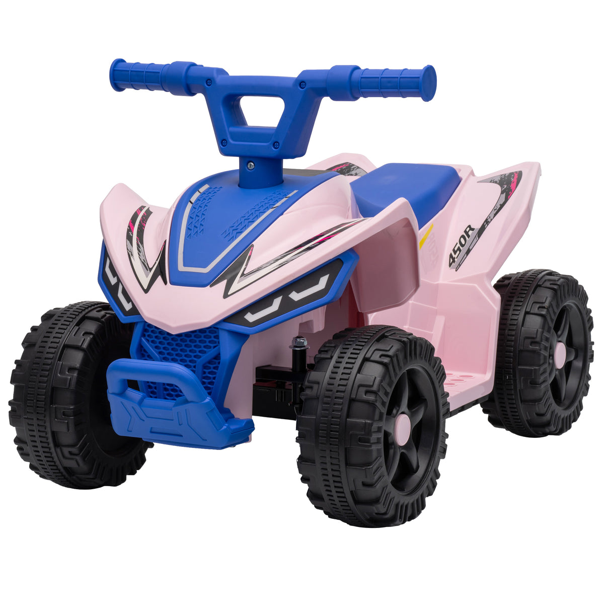 Kids ATV, 6V Battery Powered Kids Quad with 4 Wheeler, Handlebar Button Control, Max 1.2MPH, Max 55lbs Load, Blue