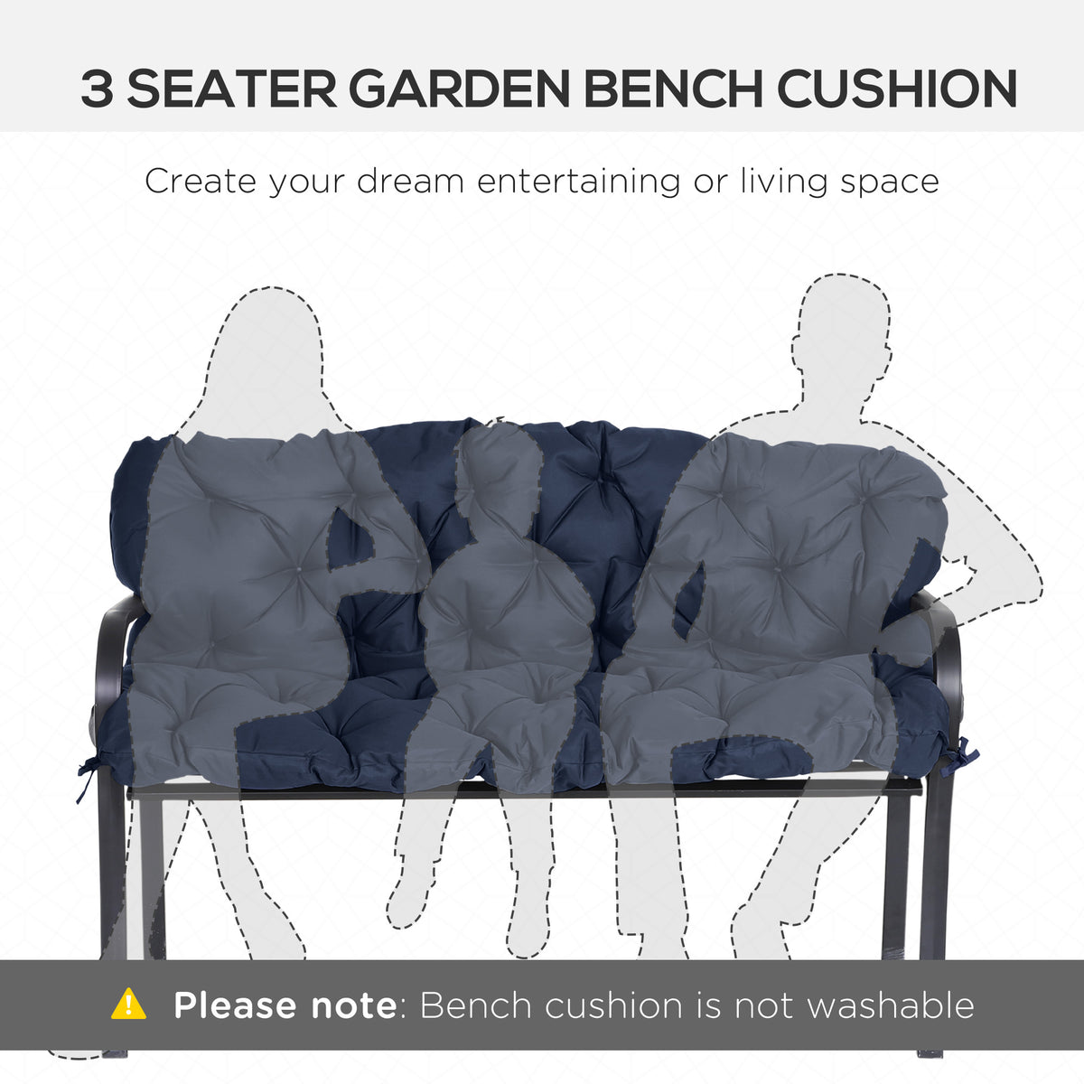 59" x 38" Tufted Bench Cushion for Outdoor Furniture, 3-Seater Replacement for Swing Chair, Patio Sofa/Couch, Dark Blue