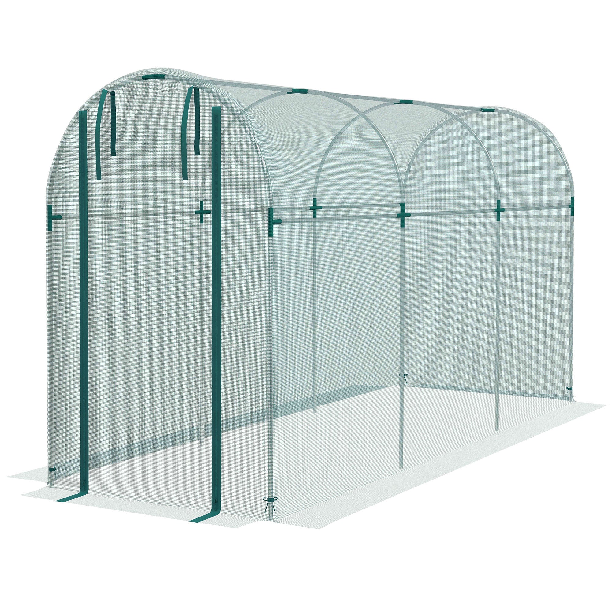 Galvanized Steel Crop Cage, Plant Protection Tent with Zippered Door, 4' x 12', Green - Green