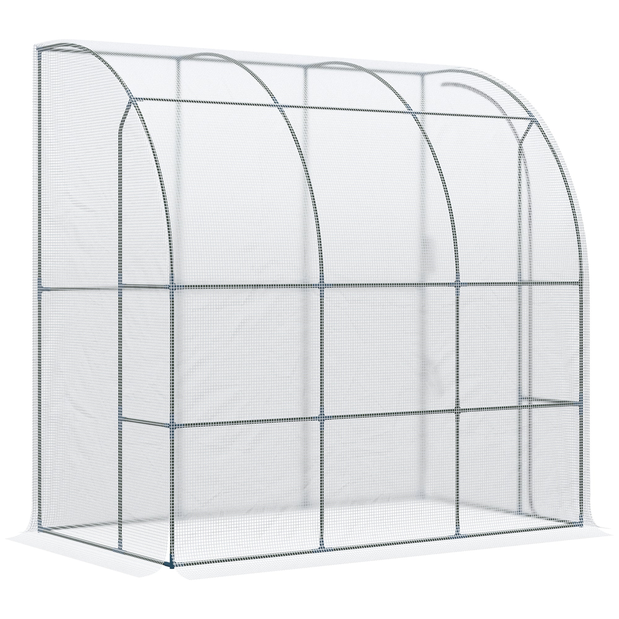 7' x 4' x 7' Outdoor Lean to Greenhouse, Walk-In Green House Plant Nursery with Roll-up Window, PE Cover, White - White