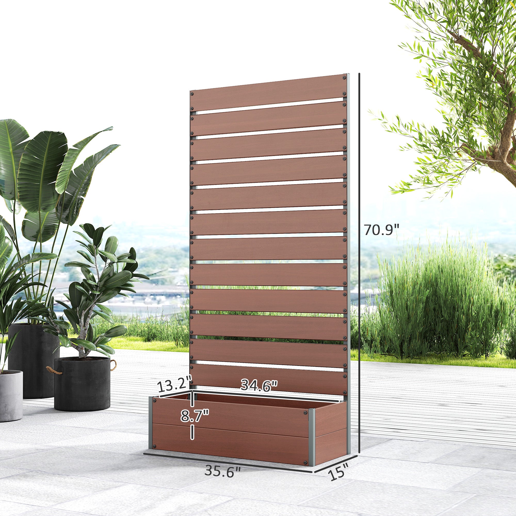Trellis Planter for Climbing Plants, Raised Garden Bed with Trellis, Planter Box for Outdoor Garden, Light Brown - Light Brown - Image 3