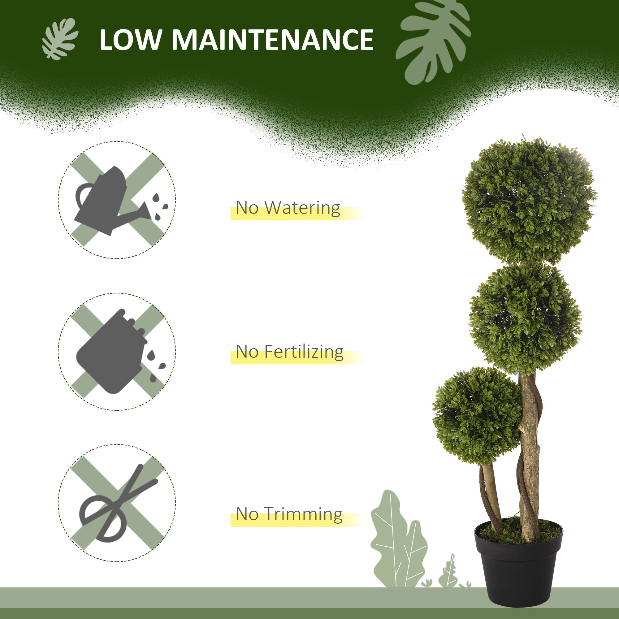 35.5" Artificial Ball Boxwood Topiary Tree Fake Plant in Pot for Indoor Outdoor Living Room Decoration Light Green