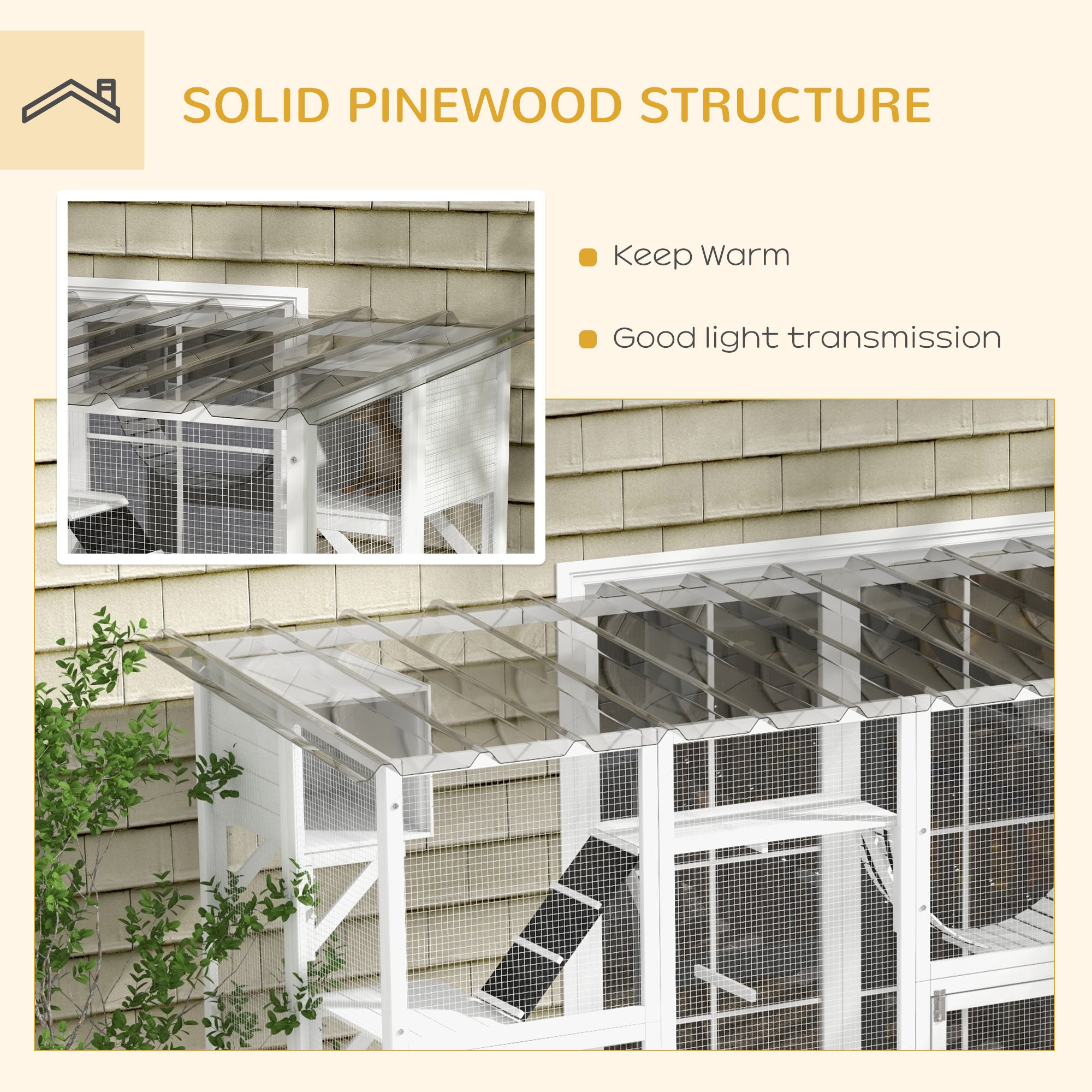 Cat Window Box , Large Catio with Shelves & Bridges, Outside Enclosure for Multiple Cats, White - White - Image 6