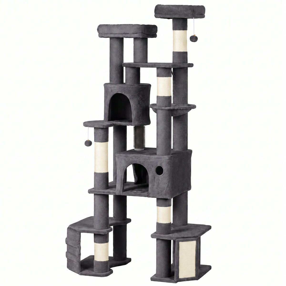 79" Extra Large Cat Tree Tower with Dual Baseboard for Large Adult Big Cats, Dark Gray