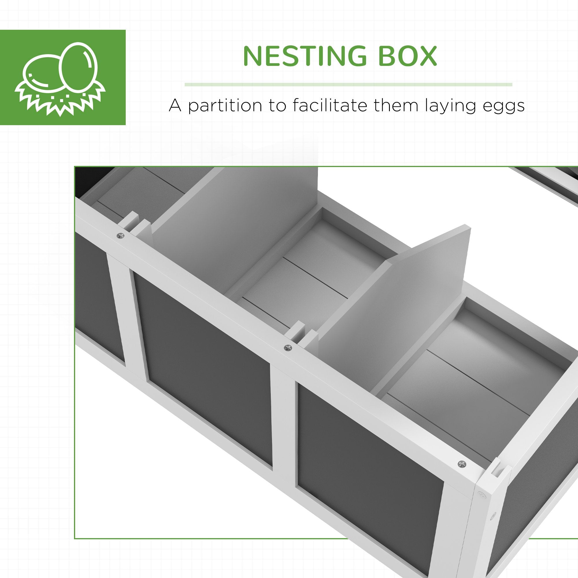 Wooden Chicken Coop with Nesting Box for 6 Chickens, Dark Gray - Dark Gray - Image 6
