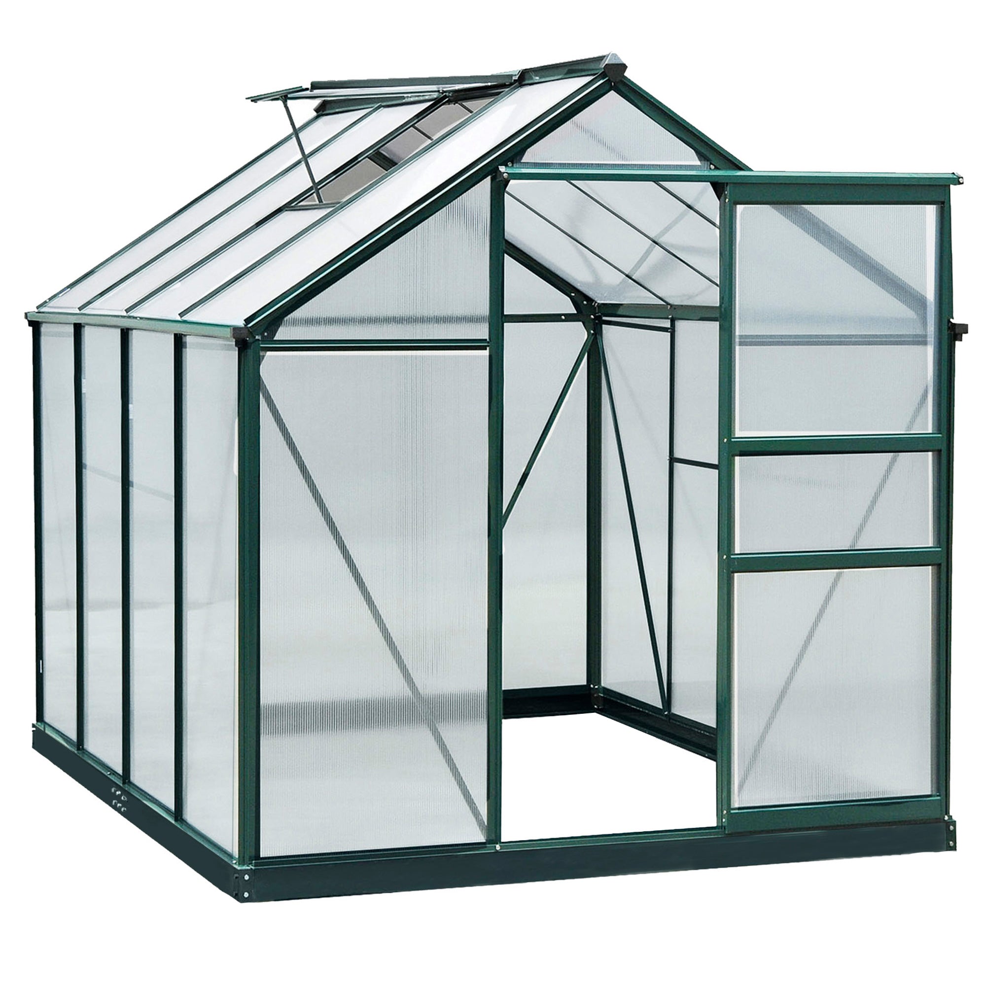 6x8 Greenhouse Polycarbonate Heavy Duty Patio Backyard, Dark Green - Dark Green