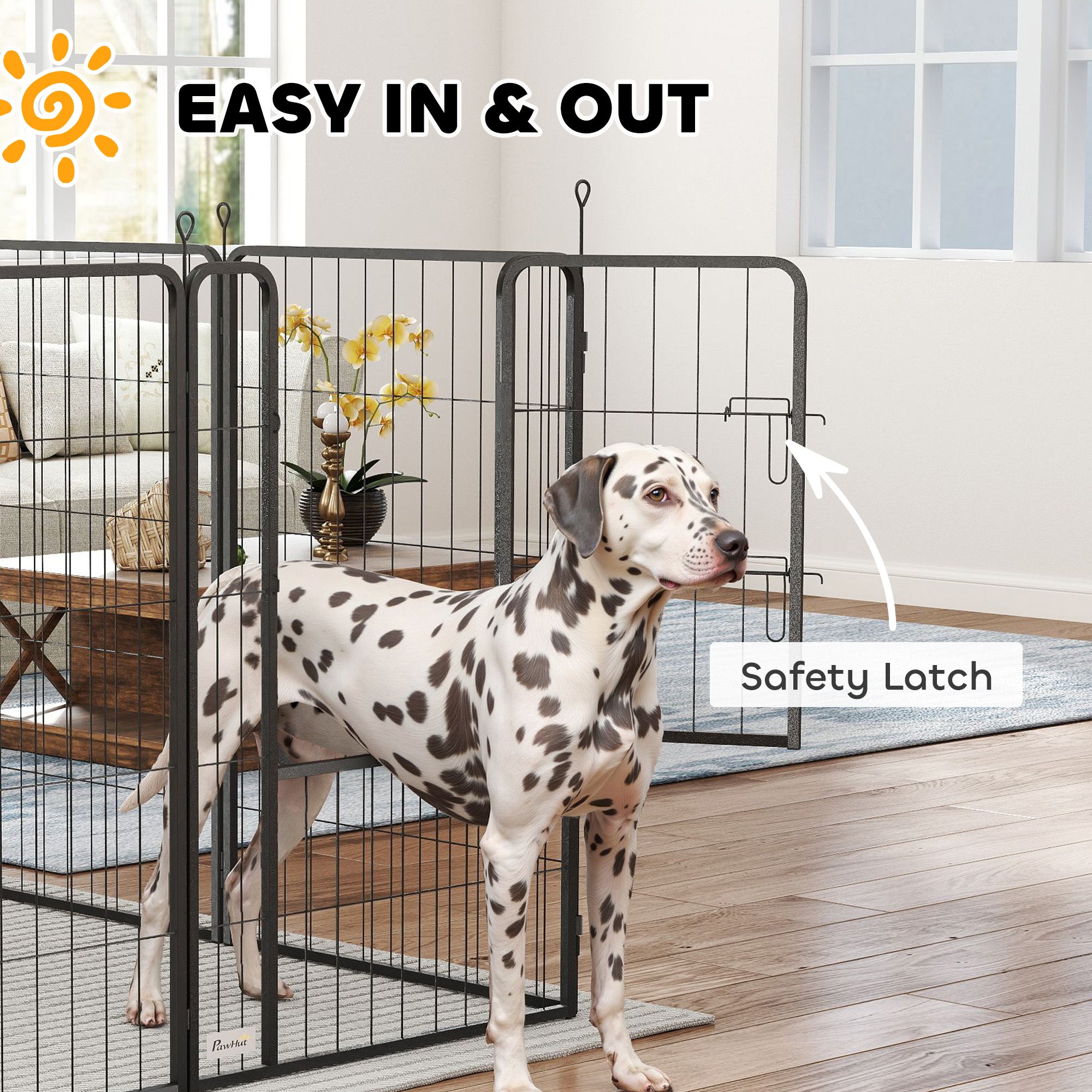 39 Inch Exercise Pen, Heavy Duty Dog Playpen, 8 Panel Metal Pet Fence for Medium and Large Dogs, Black - Black - Image 5