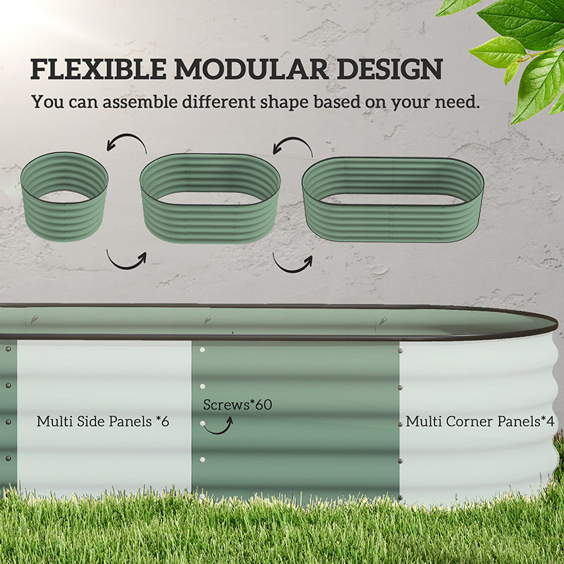 6.4' x 2' x 1.4' Galvanized Raised Garden Bed Kit, Metal Planter Box with Safety Edging, Green - Green - Image 4
