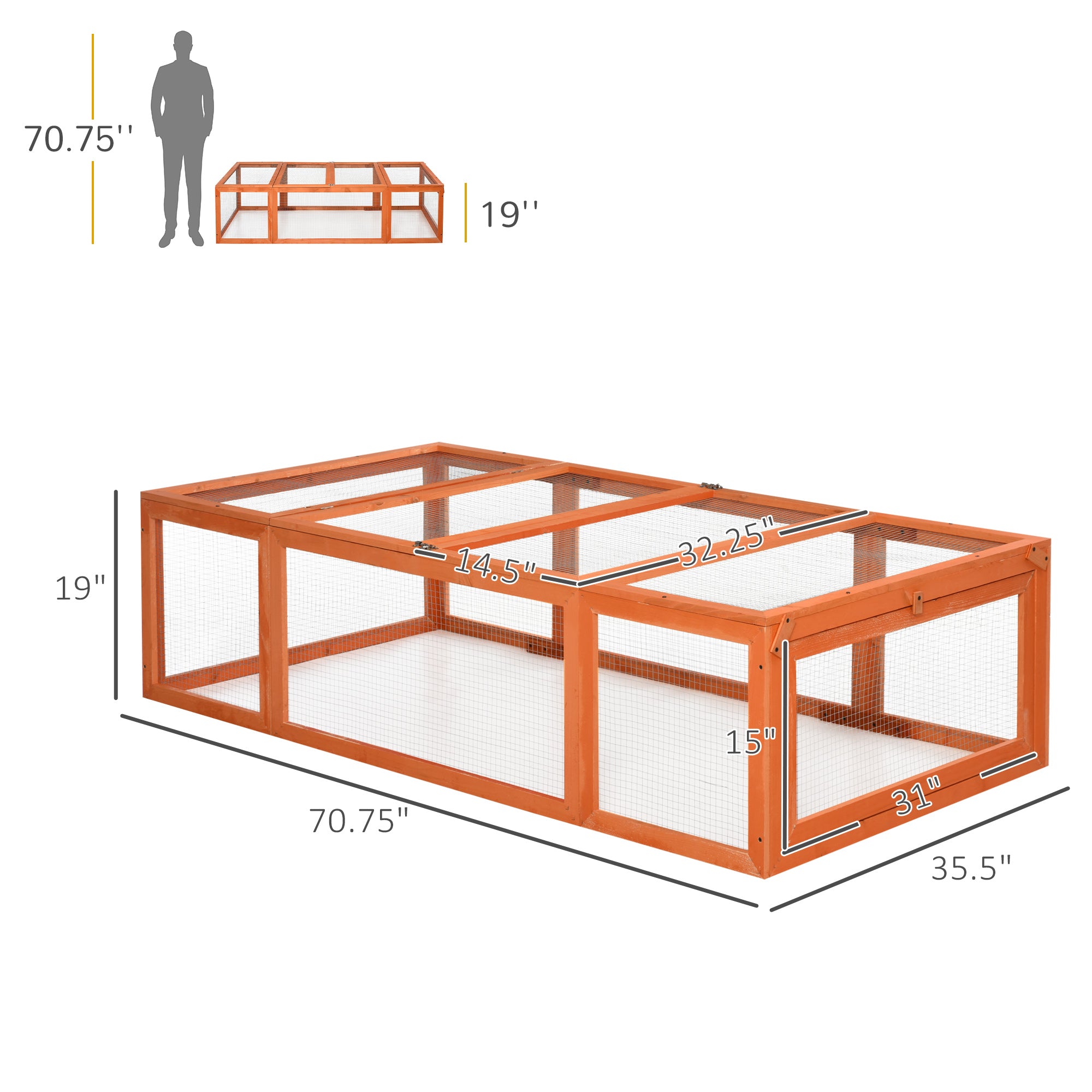 Large Wooden Rabbit Hutch Small Animal Habitat Enclosure Outdoor Run and Lockable Doors - Natural - Natural Wood - Image 3