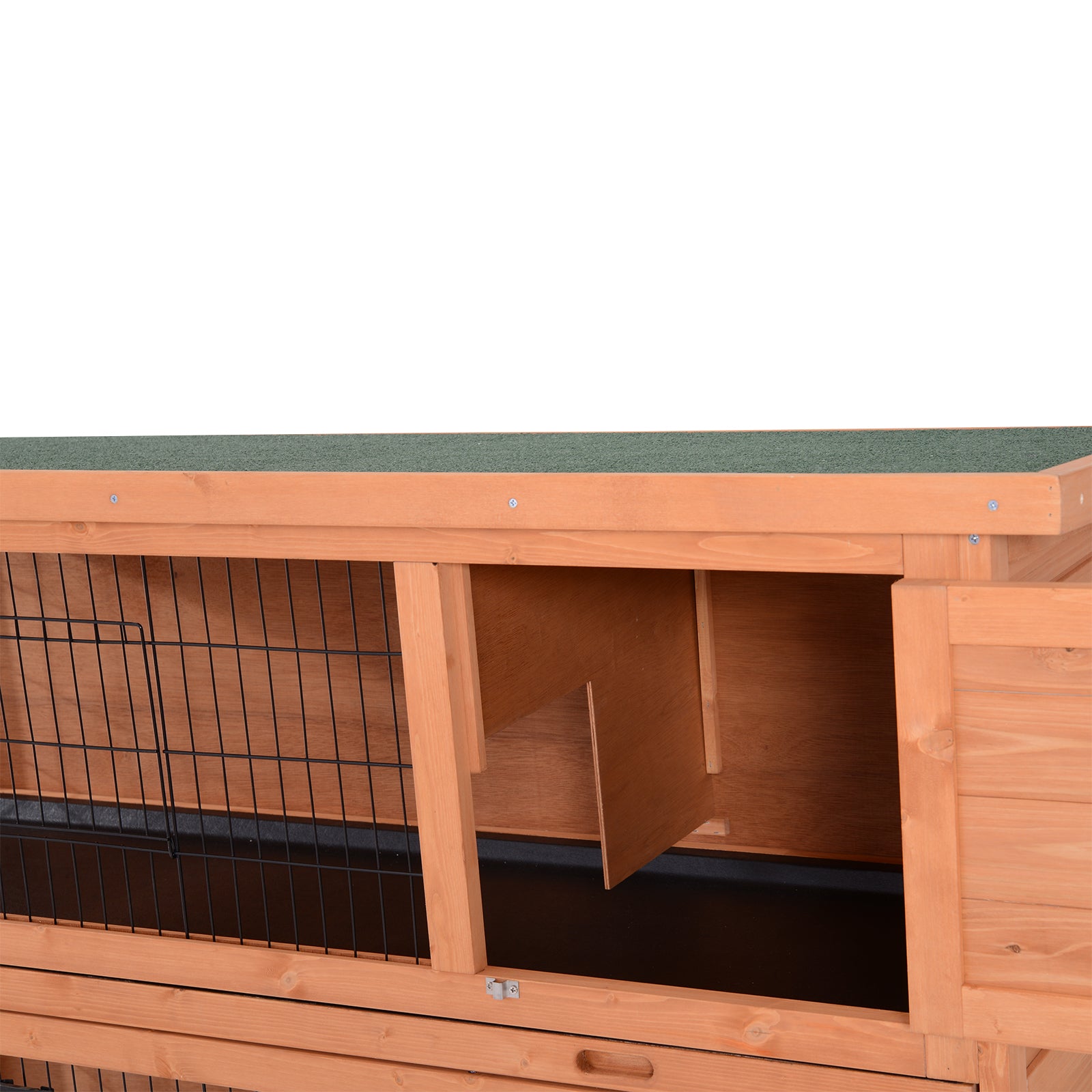 54" 2-Story Large Rabbit Hutch Bunny Cage Wooden Pet House Small Animal Habitat with Lockable Doors, No Leak Tray and waterproof Roof for Rabbits, Chickens, Ducks, Outdoor/Indoor Natural - Orange - Image 8