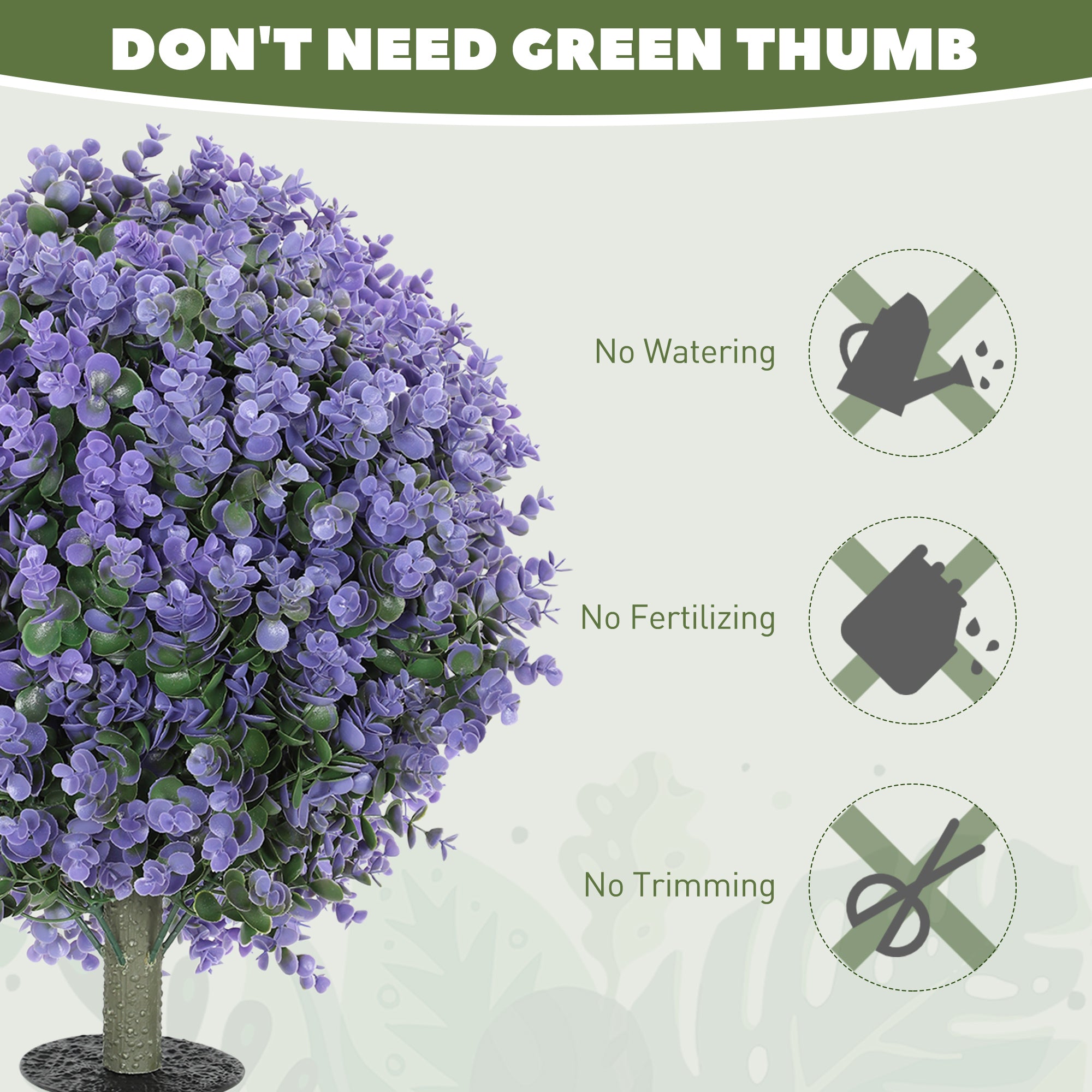 2 Pack 1.3ft Artificial Ball Eucalyptus Topiary with Ground Stake, UV Resistant Faux Greenery for Indoor Outdoor