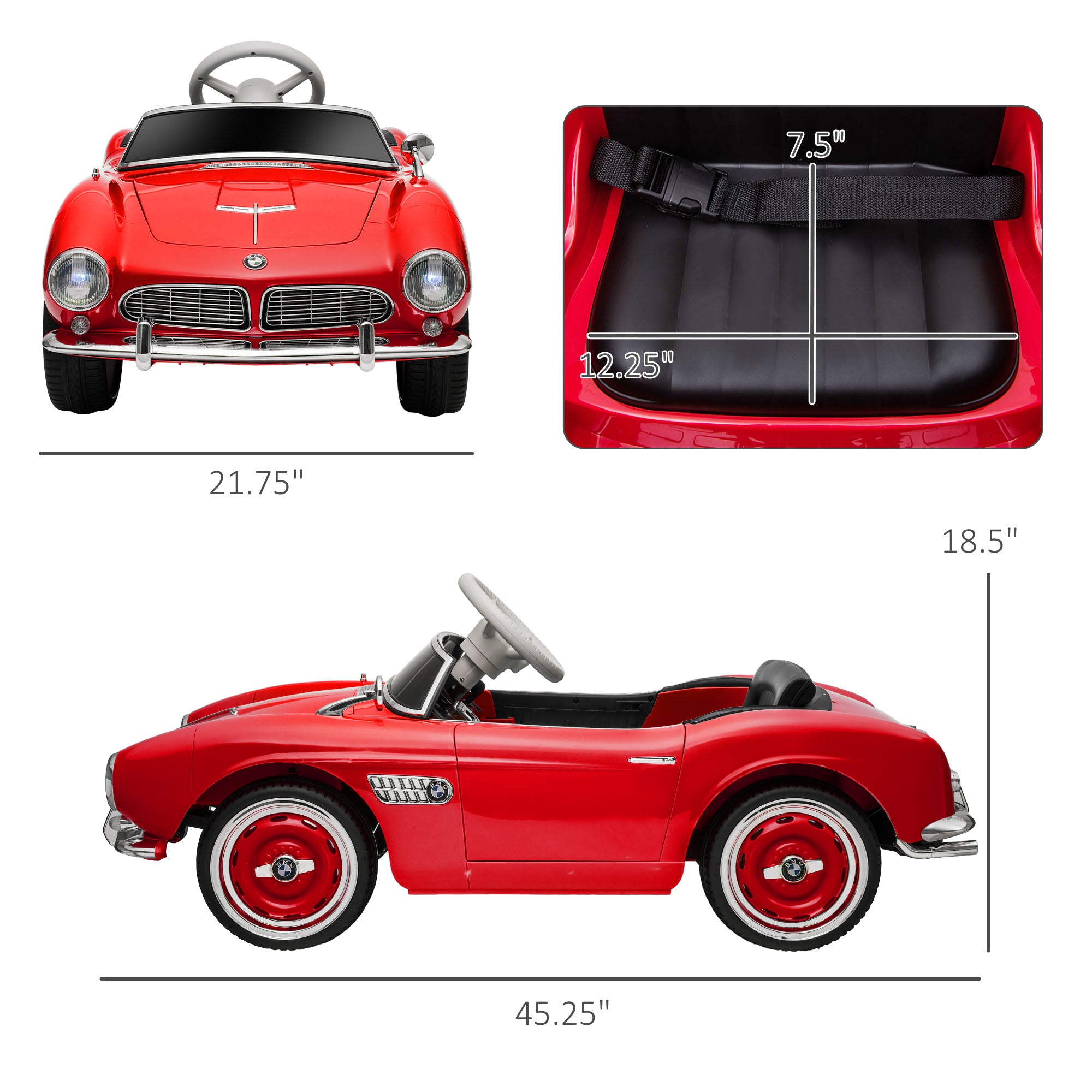 Licensed BMW 12V Kid Electric Ride On Car with Easy Transport, Red