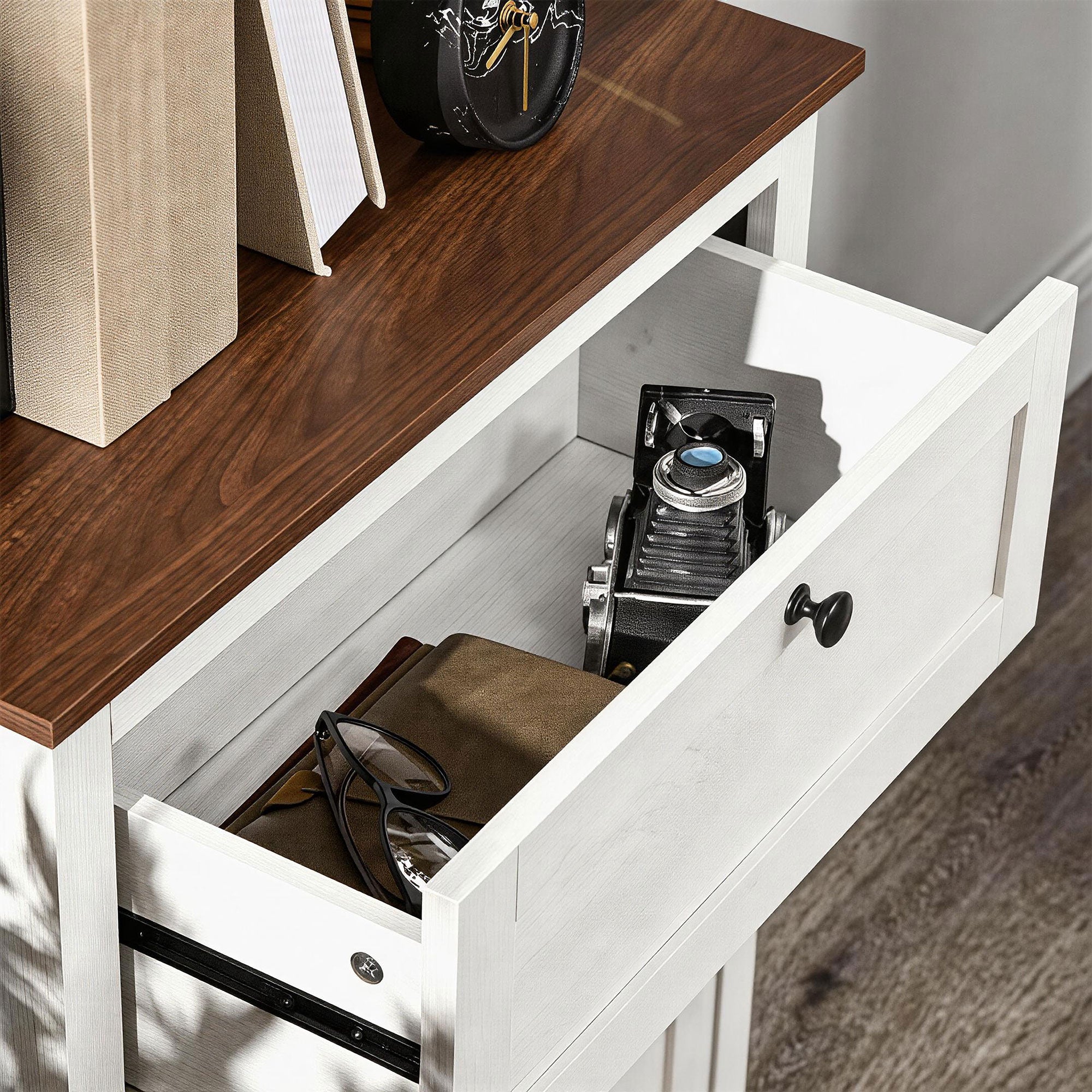 Farmhouse Sideboard Storage Cabinet with Doors and Drawer for Kitchen, Living room, 23.5"x11.75"x34.5", White