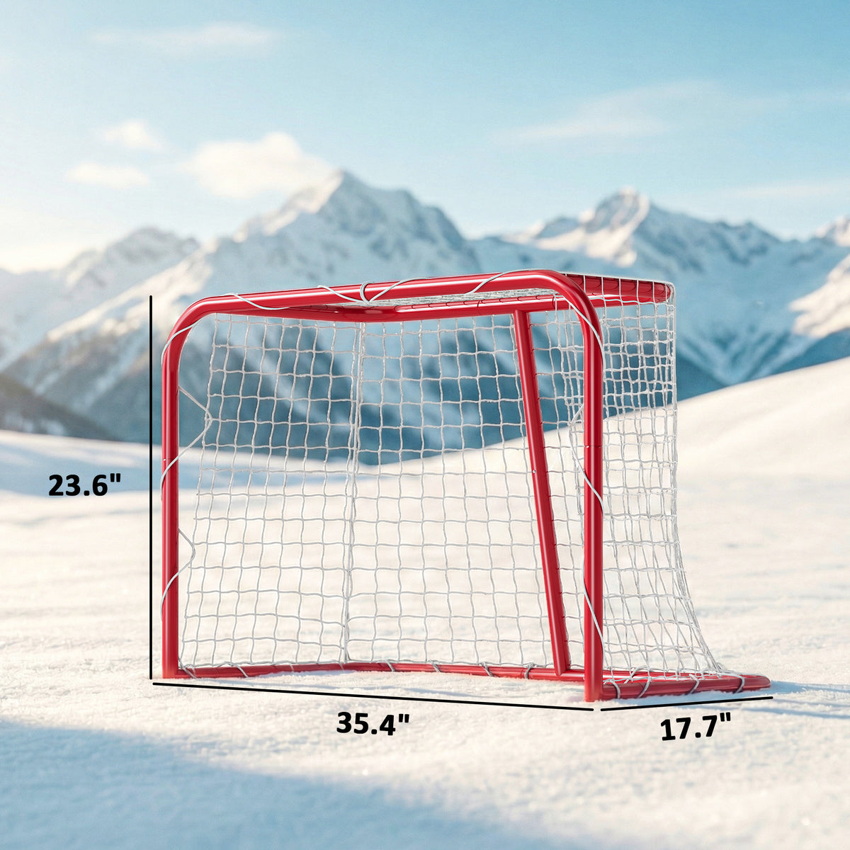 35" x 18" Street Hockey Goal, Easy Setup Hockey Net with Metal Frame, Lightweight & Portable