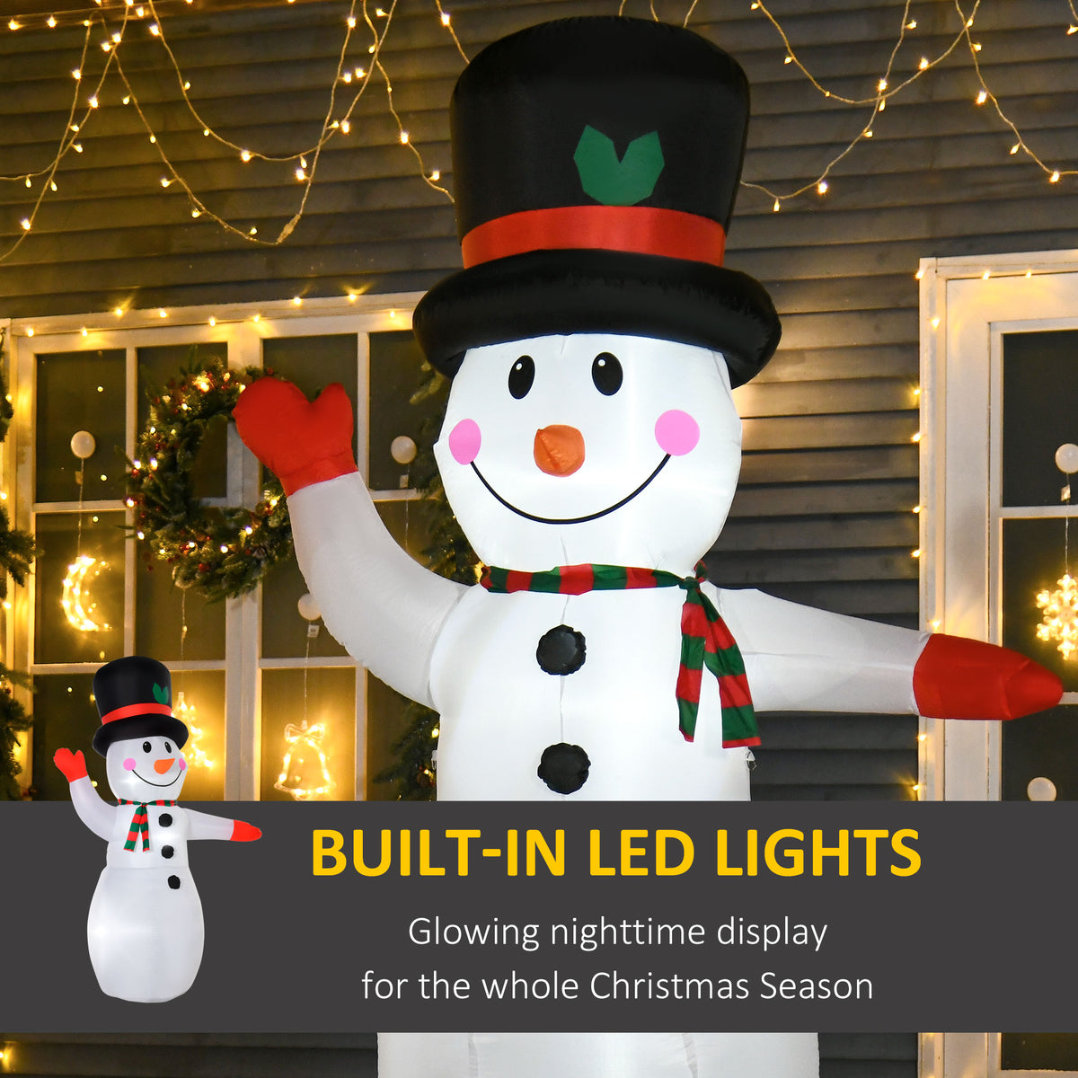 8’ Christmas Inflatables Outdoor Decorations Snowman, Blow-Up Yard Christmas Decor with LED Lights Display