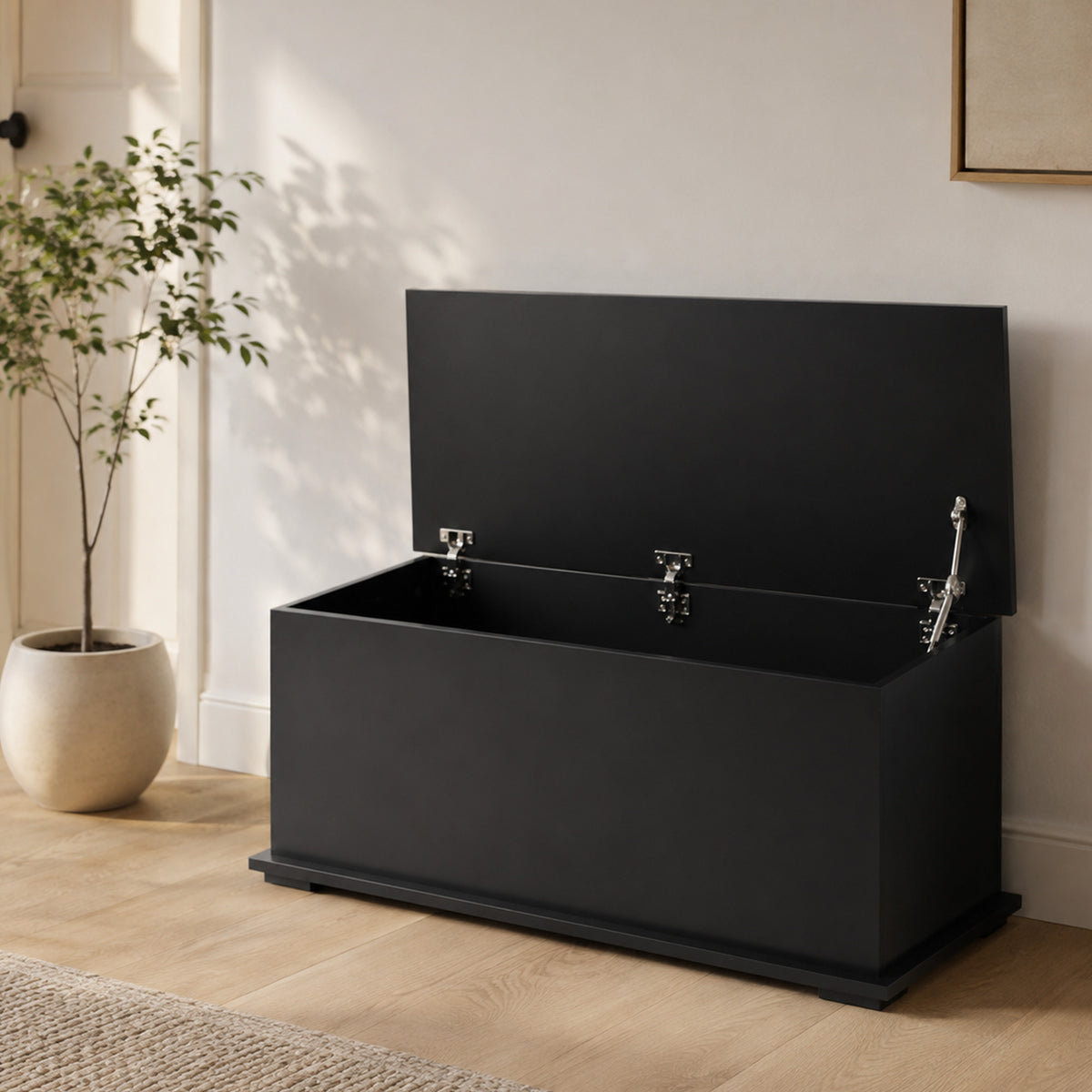 Lift Top Storage Bench, 39.4" Modern Storage Chest with 264 lbs. Weight Capacity, Black
