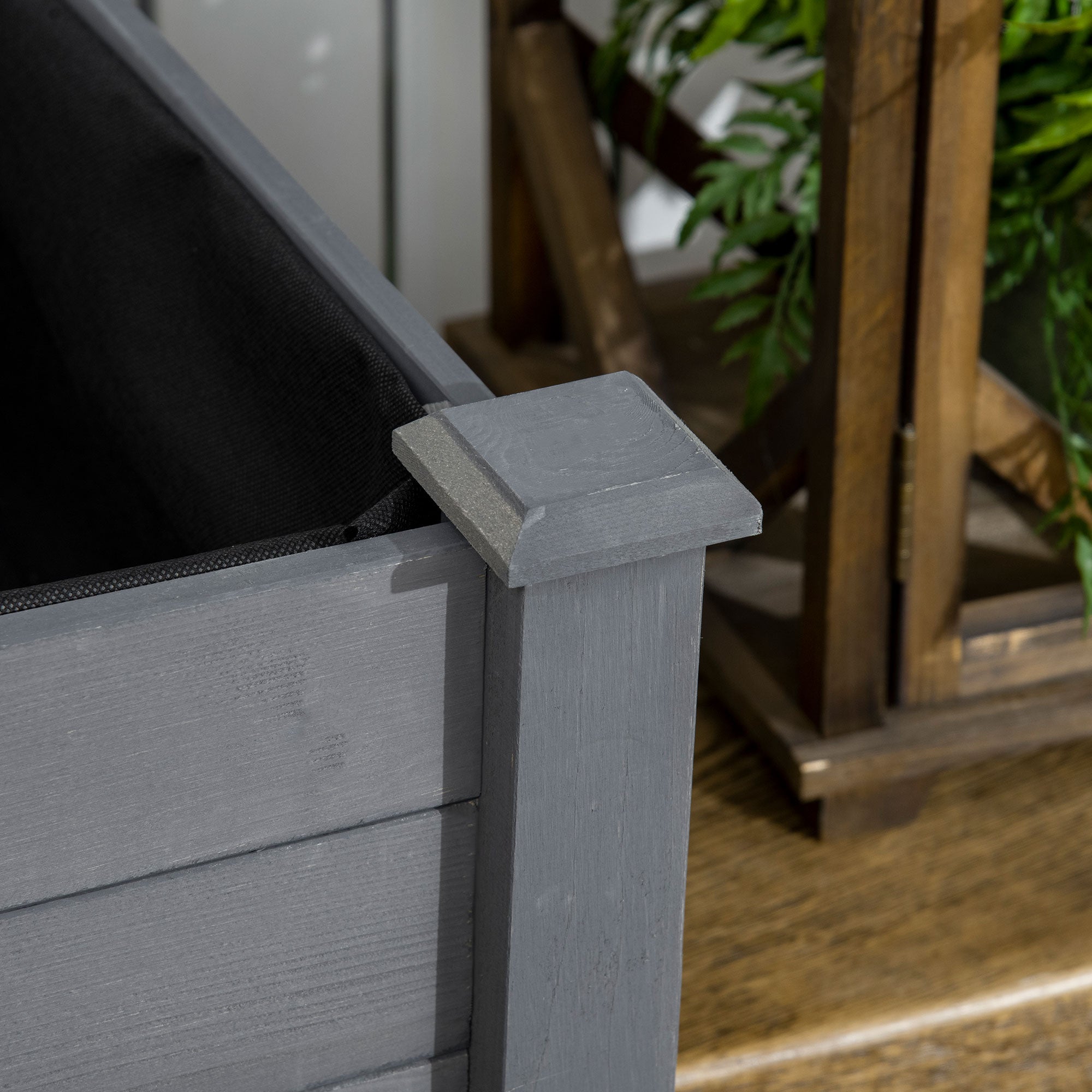 34" Raised Garden Bed, Elevated Wooden Planter Box with Holes for Vegetables, Herb, Flowers for Backyard, Dark Gray - Dark Gray - Image 8