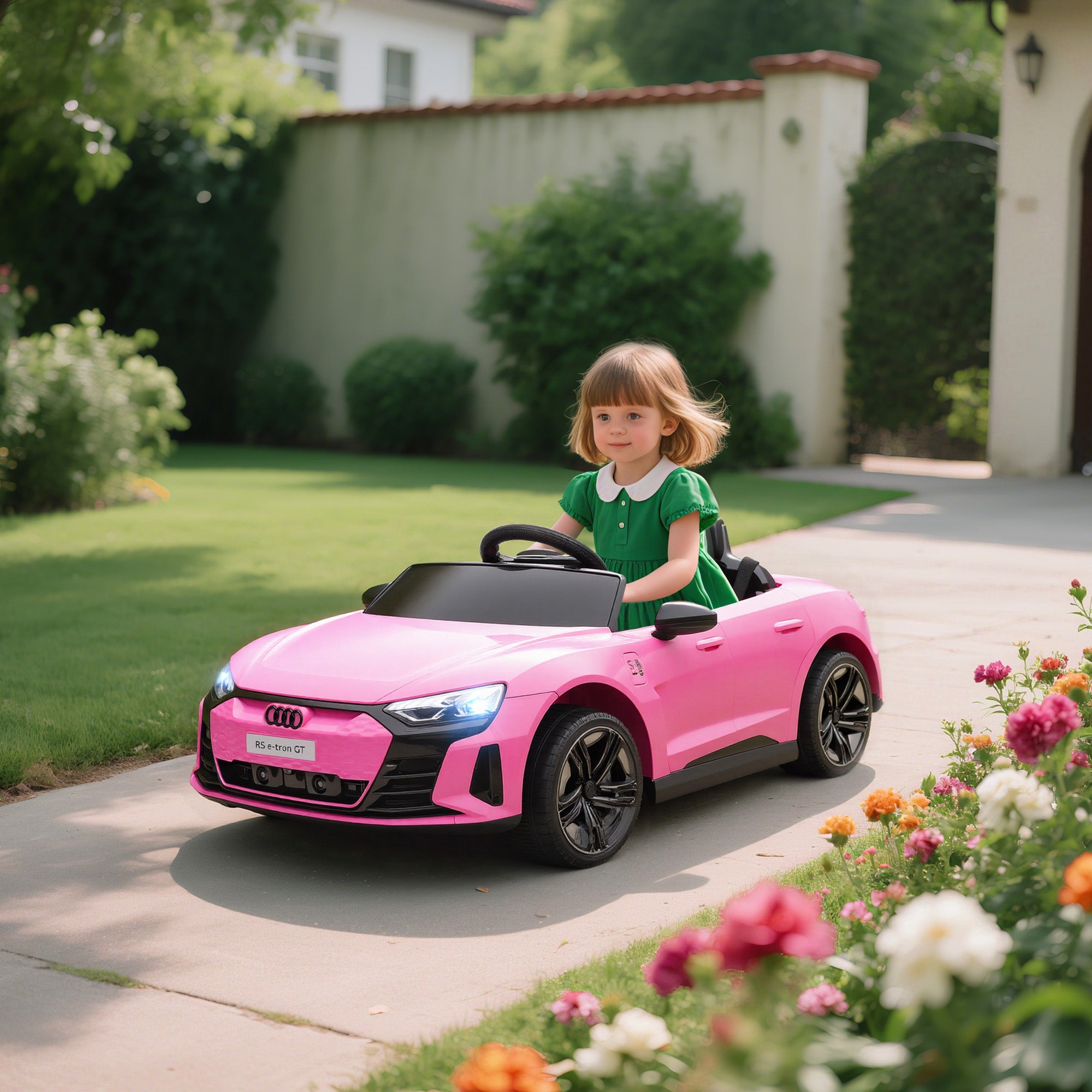 Licensed Audi RS e-tron GT 12V Ride On Car Truck for Kids, Electric Car Ride On Vehicle w/Parent Remote Control, Music, Lights, for Toddlers, Pink