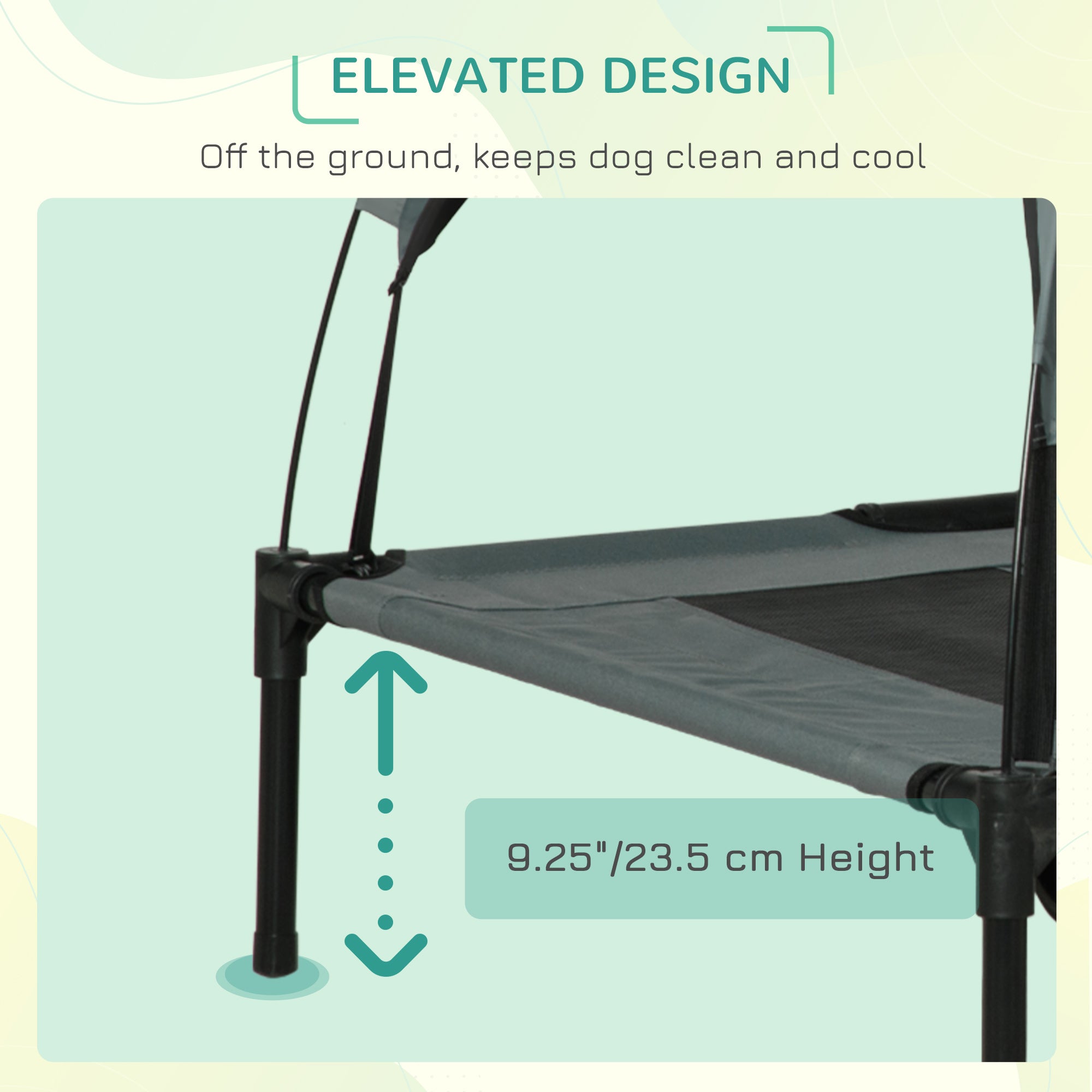 48" x 36" Elevated Portable Dog Cot Cooling Pet Bed with UV Protection Canopy Shade - Grey - Image 6