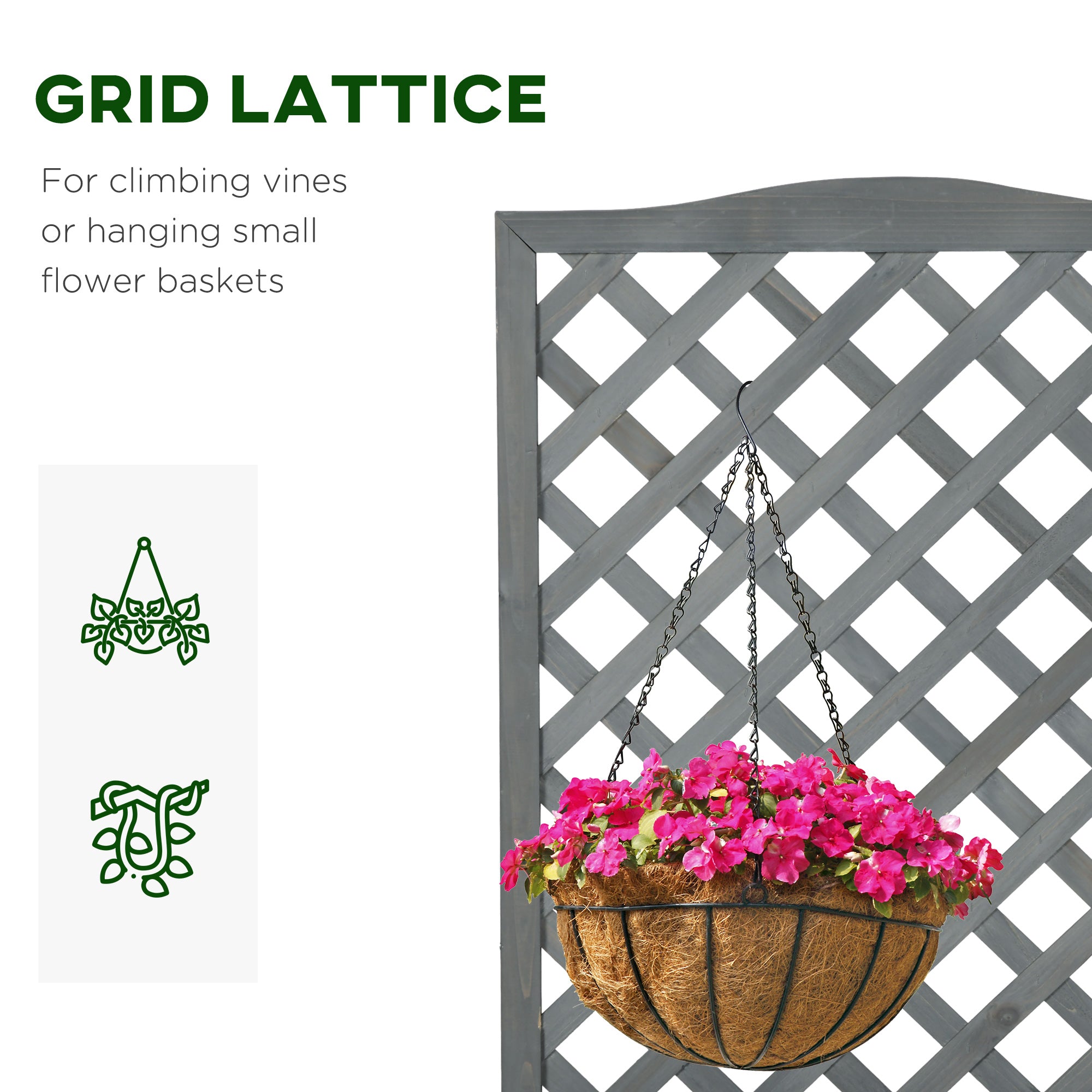 46" Wooden Planter with Trellis, Raised Garden Bed to Grow Vegetables, Herbs, Flowers for Backyard, Patio, Gray - Gray - Image 5