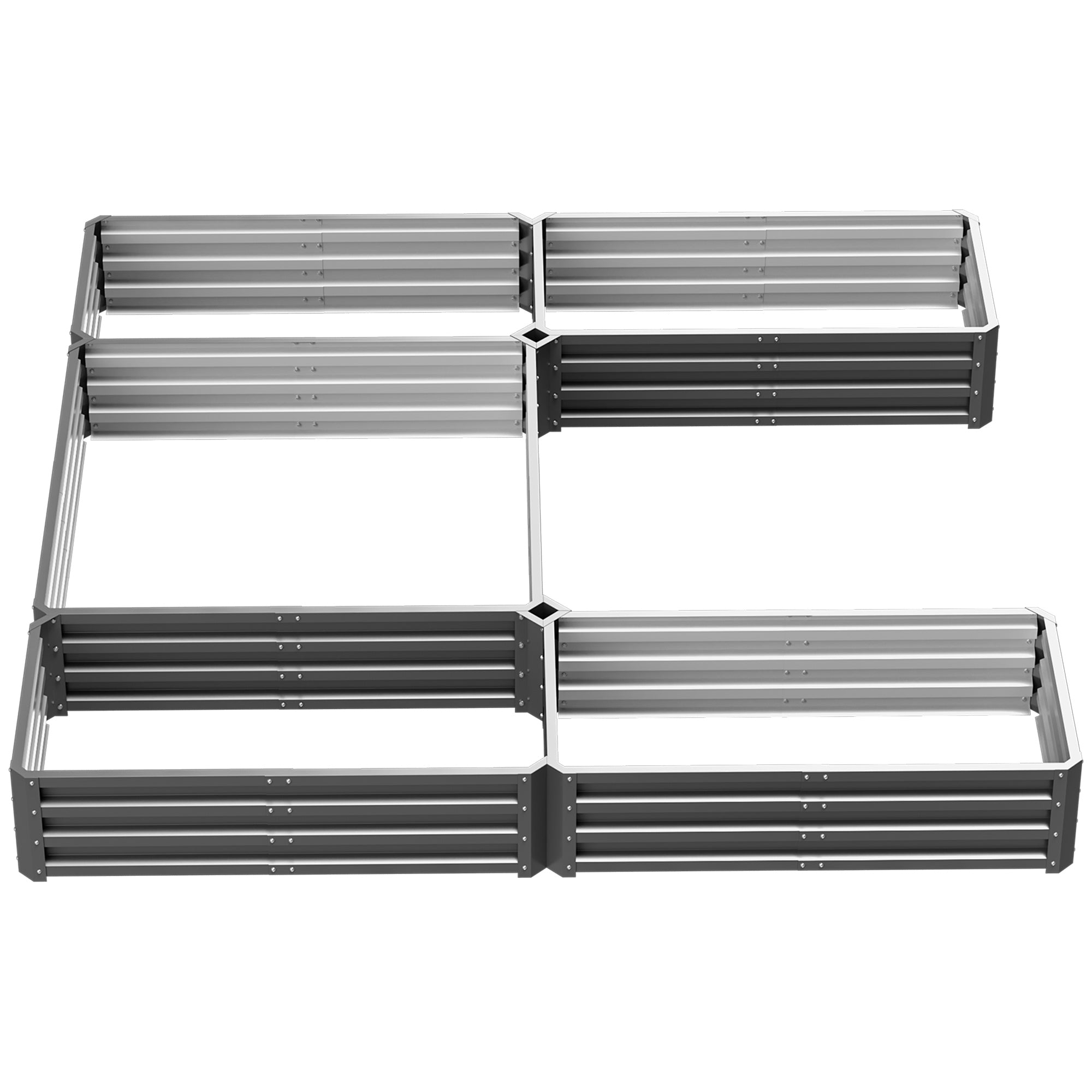 Steel Raised Garden Bed, Set of 5 Large Box Planters for Outdoor Plants Vegetables Flowers Herbs, 8x8x1ft, Gray - Gray - Image 8