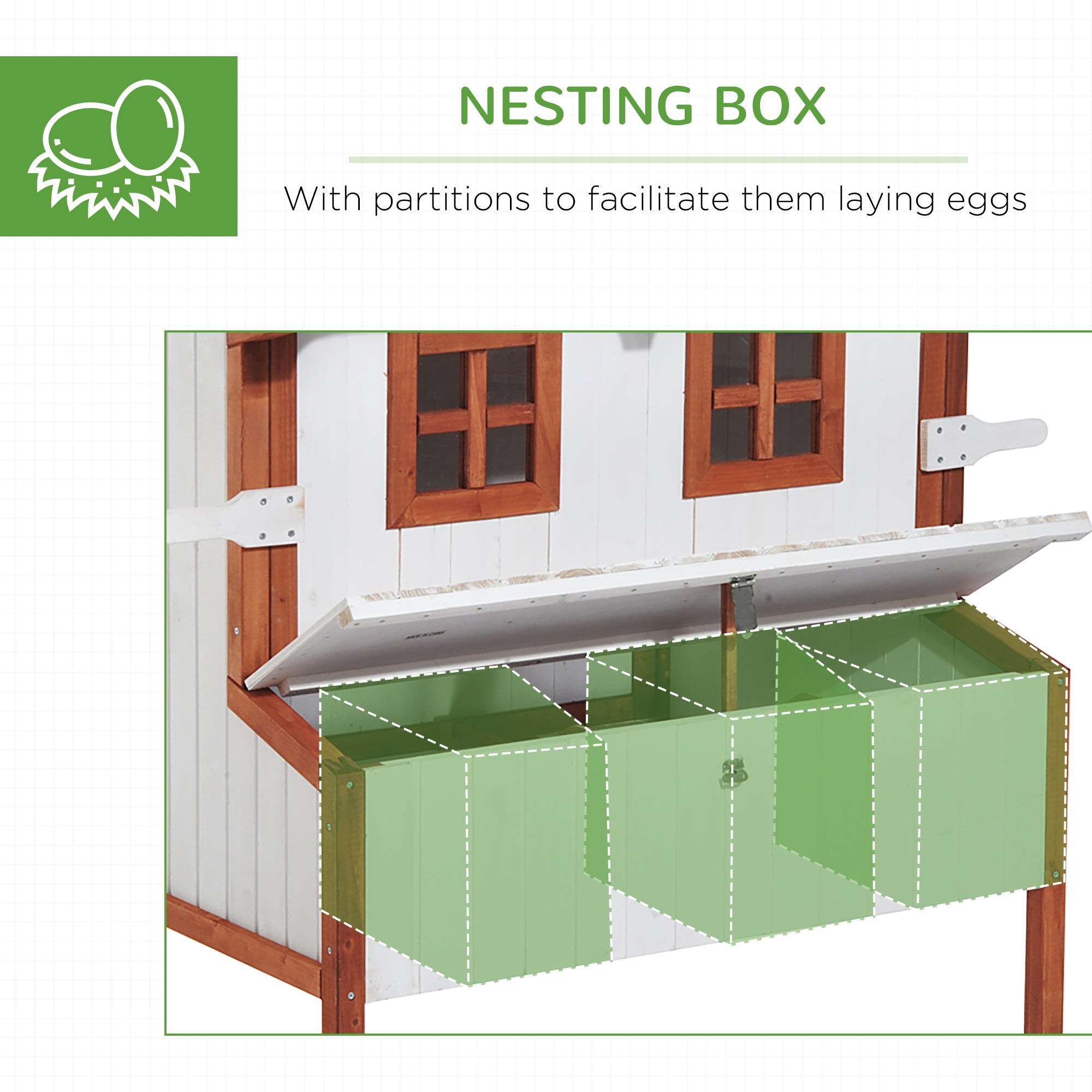 47" Chicken Coop Wooden Chicken House Rabbit Hutch Raised Poultry Cage Portable Hen Pen Backyard with Nesting Box and Handles - Multi Color - Image 6