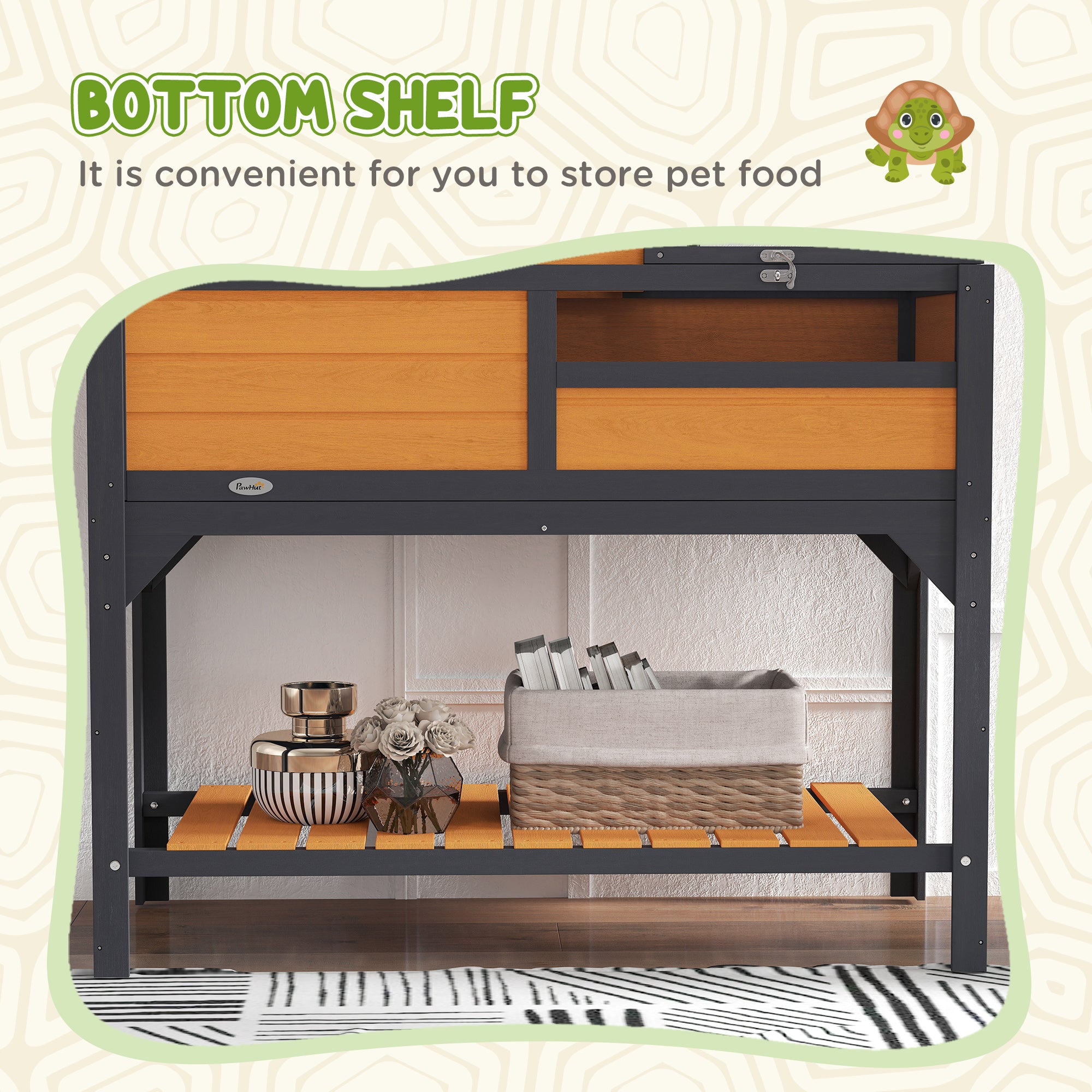 Tortoise Enclosure Tortoise House w/ Adjustable Lamp Holder, Storage Shelf, Removable Main House, Openable Lid, Yellow - Yellow - Image 7