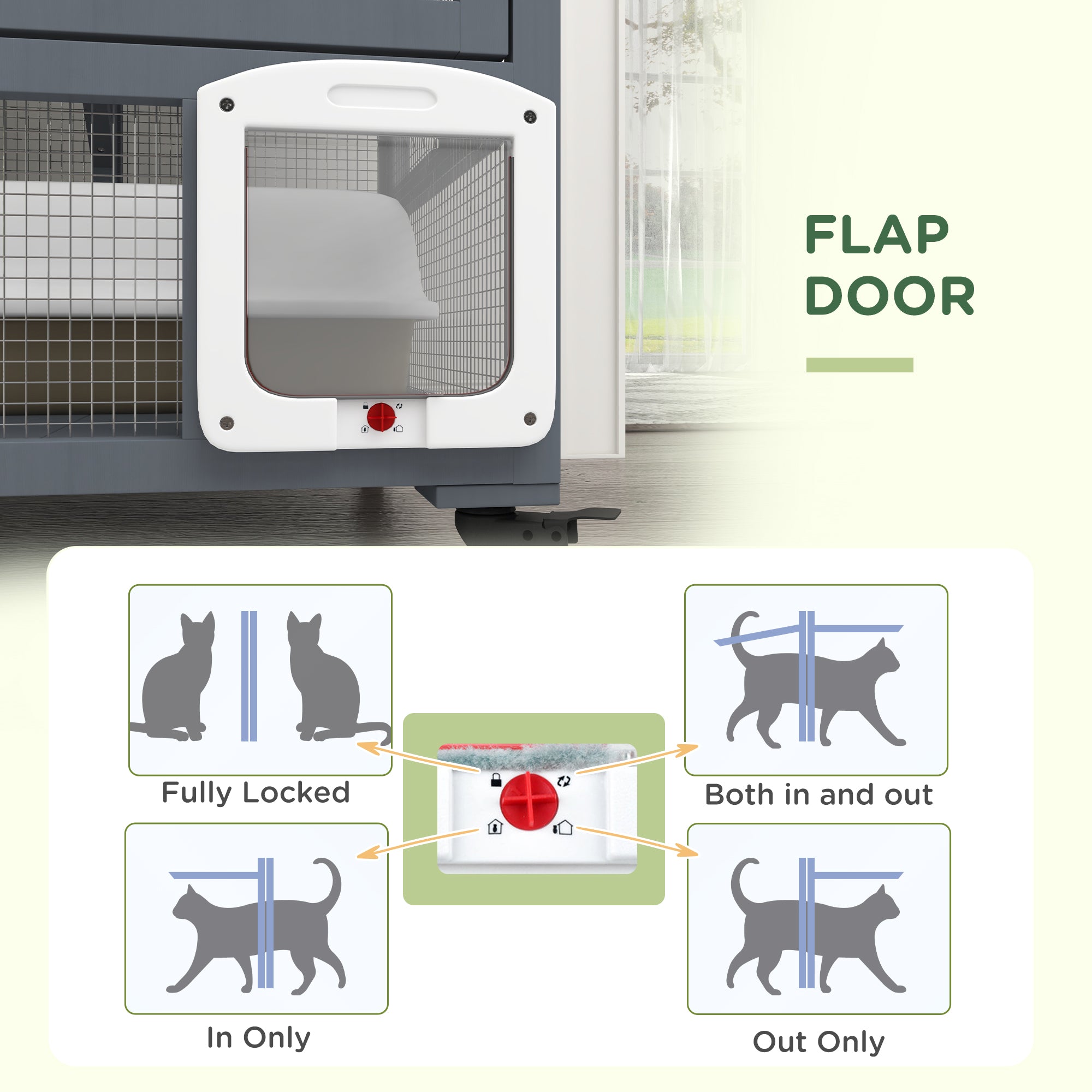 Cat House, Indoor Cat Enclosure on Wheels with Openable Top, 39" - Light Gray - Image 6