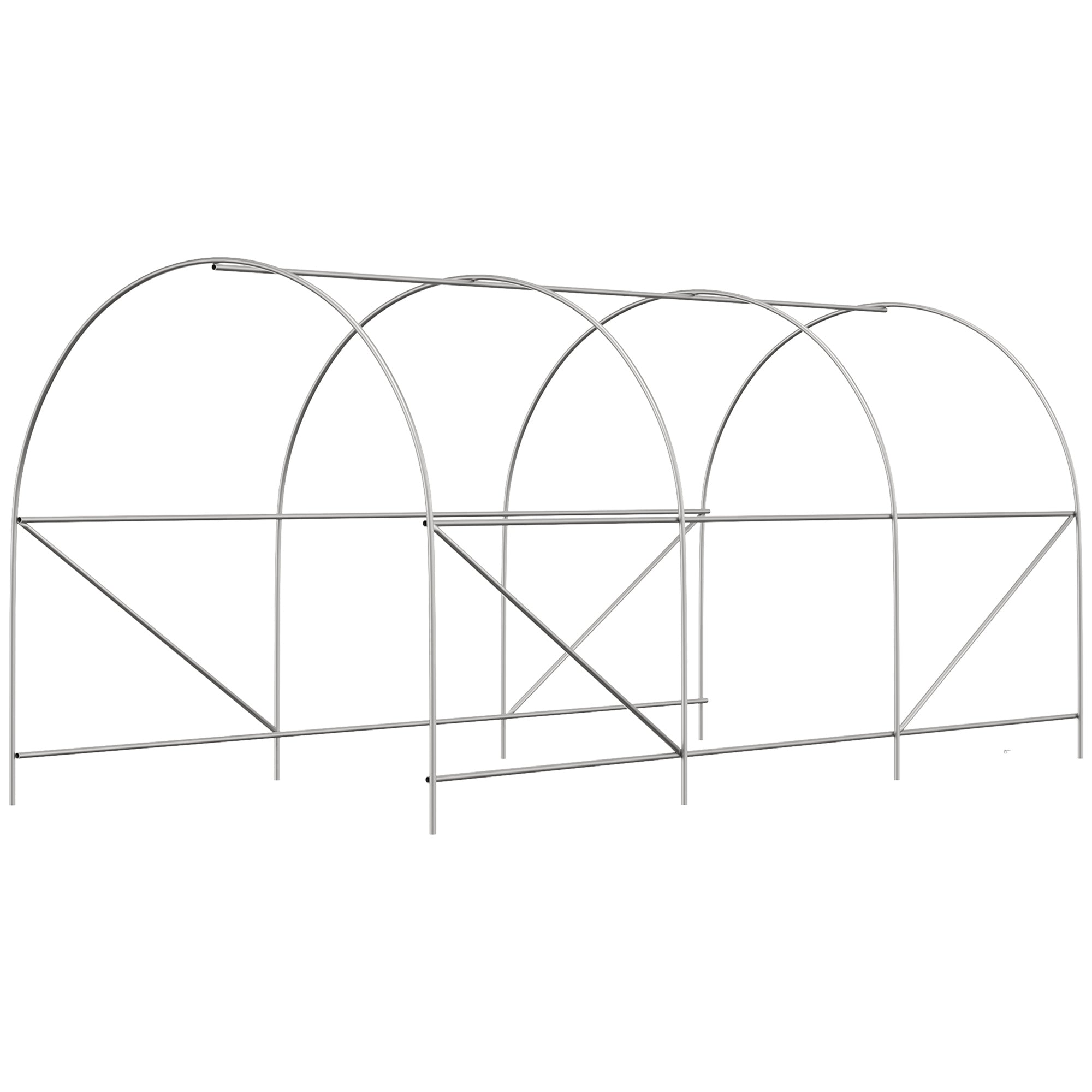 14.6' x 6.6' x 6.6' Walk-In Tunnel Greenhouse, Large Garden Hot House Kit with 6 Roll-up Windows & Roll Up Door, Steel Frame, White - White - Image 7