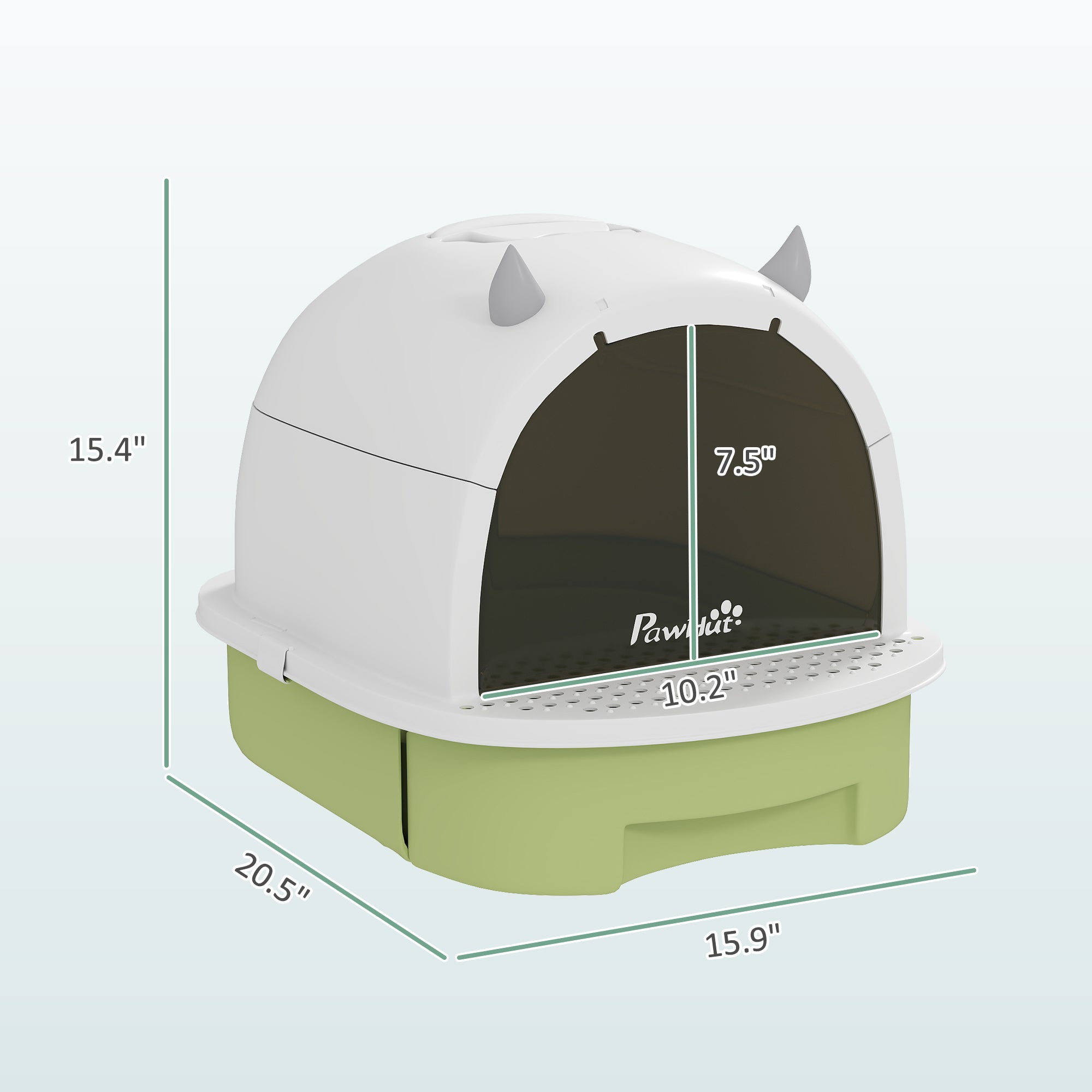 Covered Cat Litter Box with Lid, Scoop, Deodorizing Bags for Odor Control, Privacy, Easy to Clean, Green - Green - Image 3