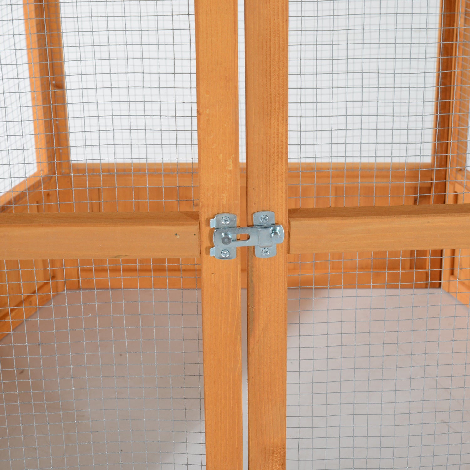 69" Wooden Hexagonal Outdoor Aviary Flight Bird Cage With Covered Roof, Brown - Brown - Image 6