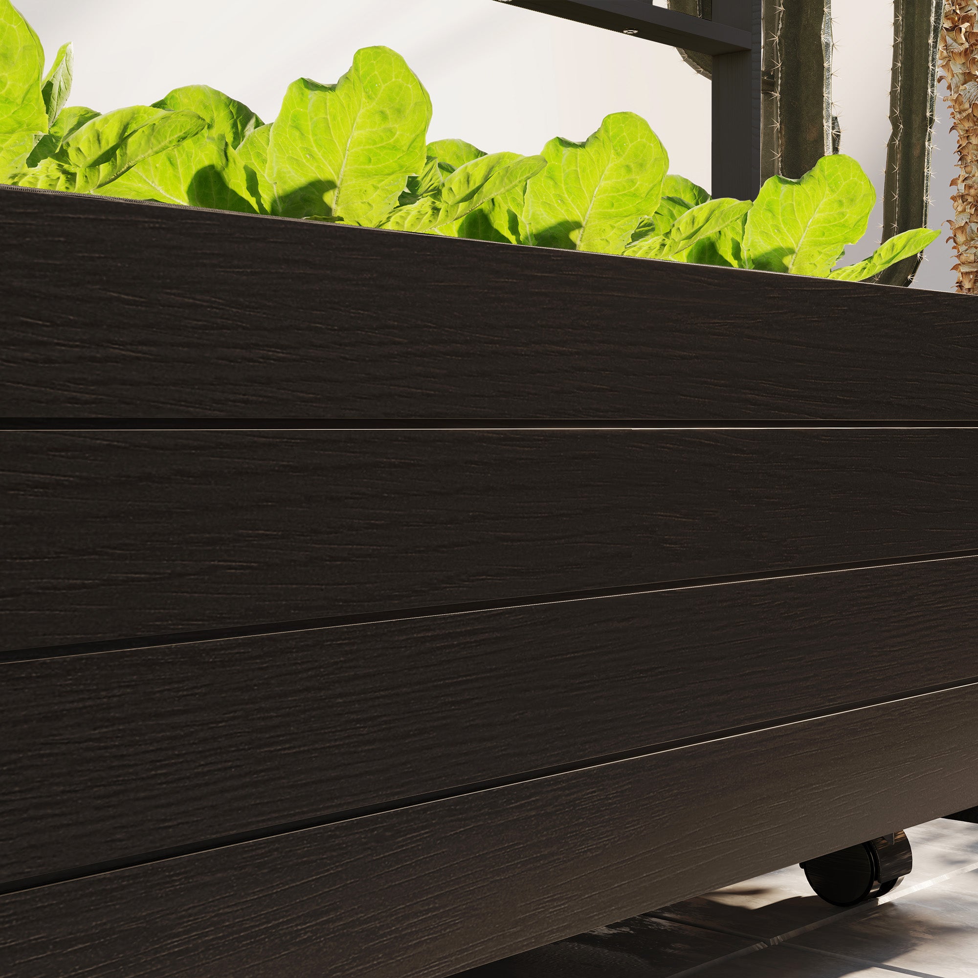 Raised Garden Bed with Trellis and Wheels, Outdoor Planter Wooden Elevated Garden Bed for Garden, Patio, Balcony - Black - Image 8